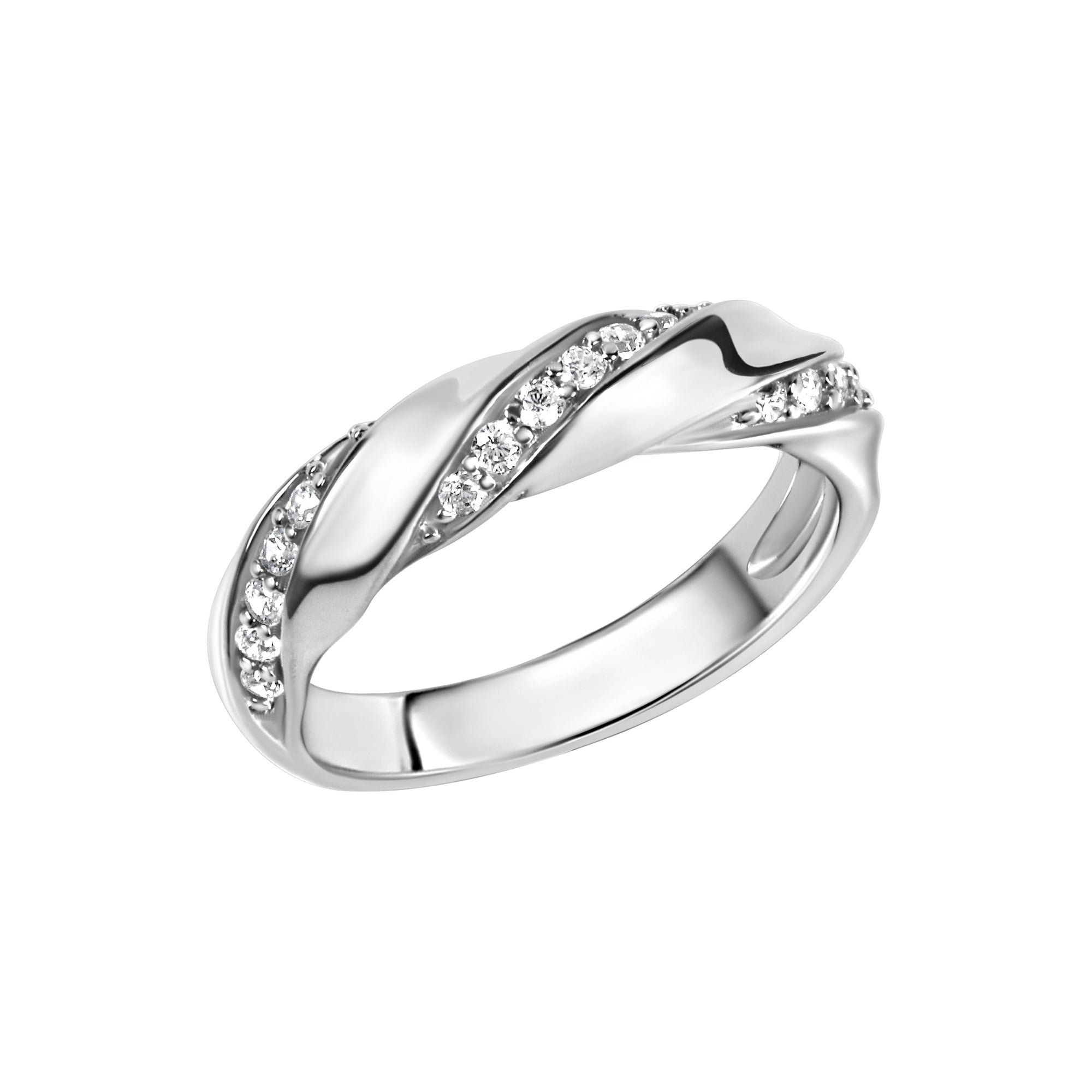 Ring Silber 925 rhodiniert mit Zirkonia weiß - Ringgröße: 019 (60,0)