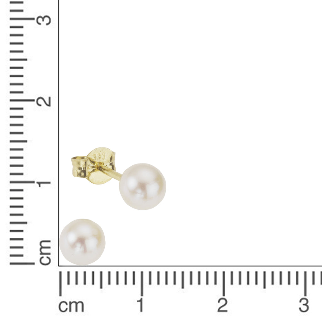 Gold 585 Ohrringe / mit weißen Perlen 5-5,5mm