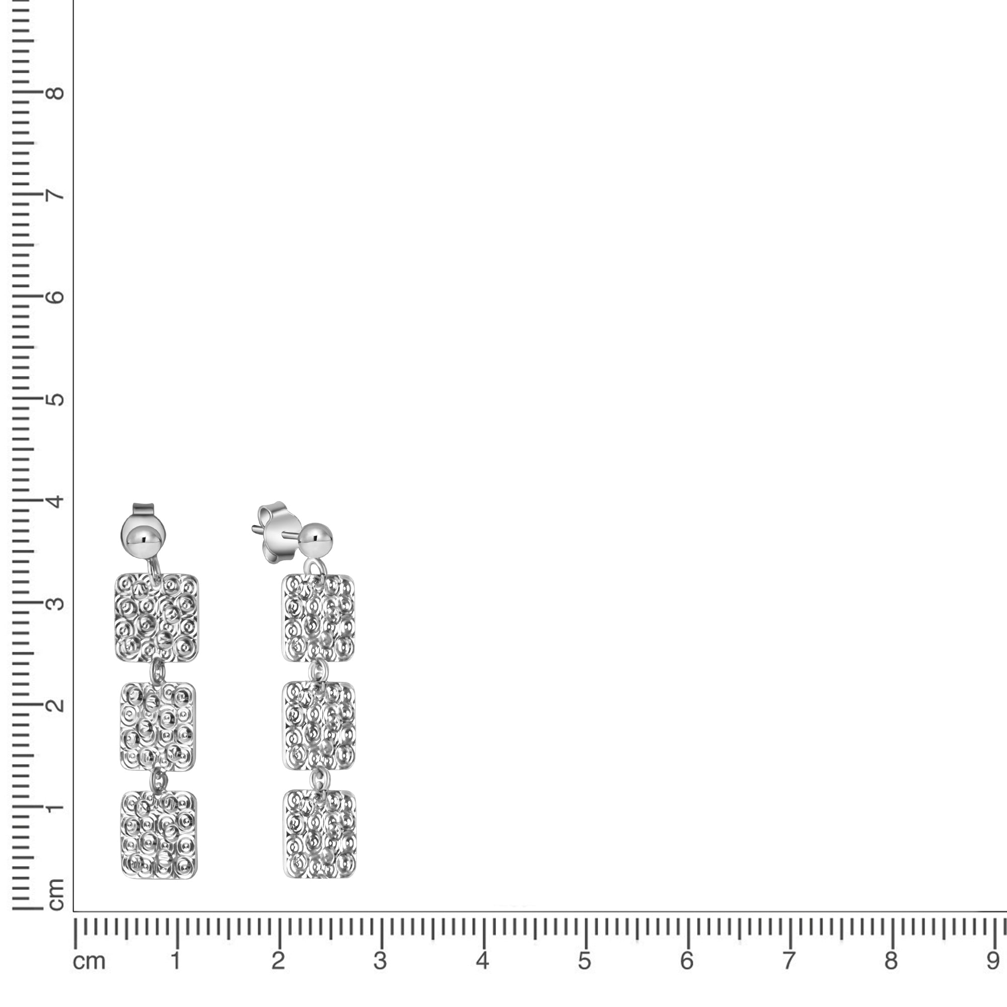 Ohrstecker 925 Sterling Silber rhodiniert Struktur