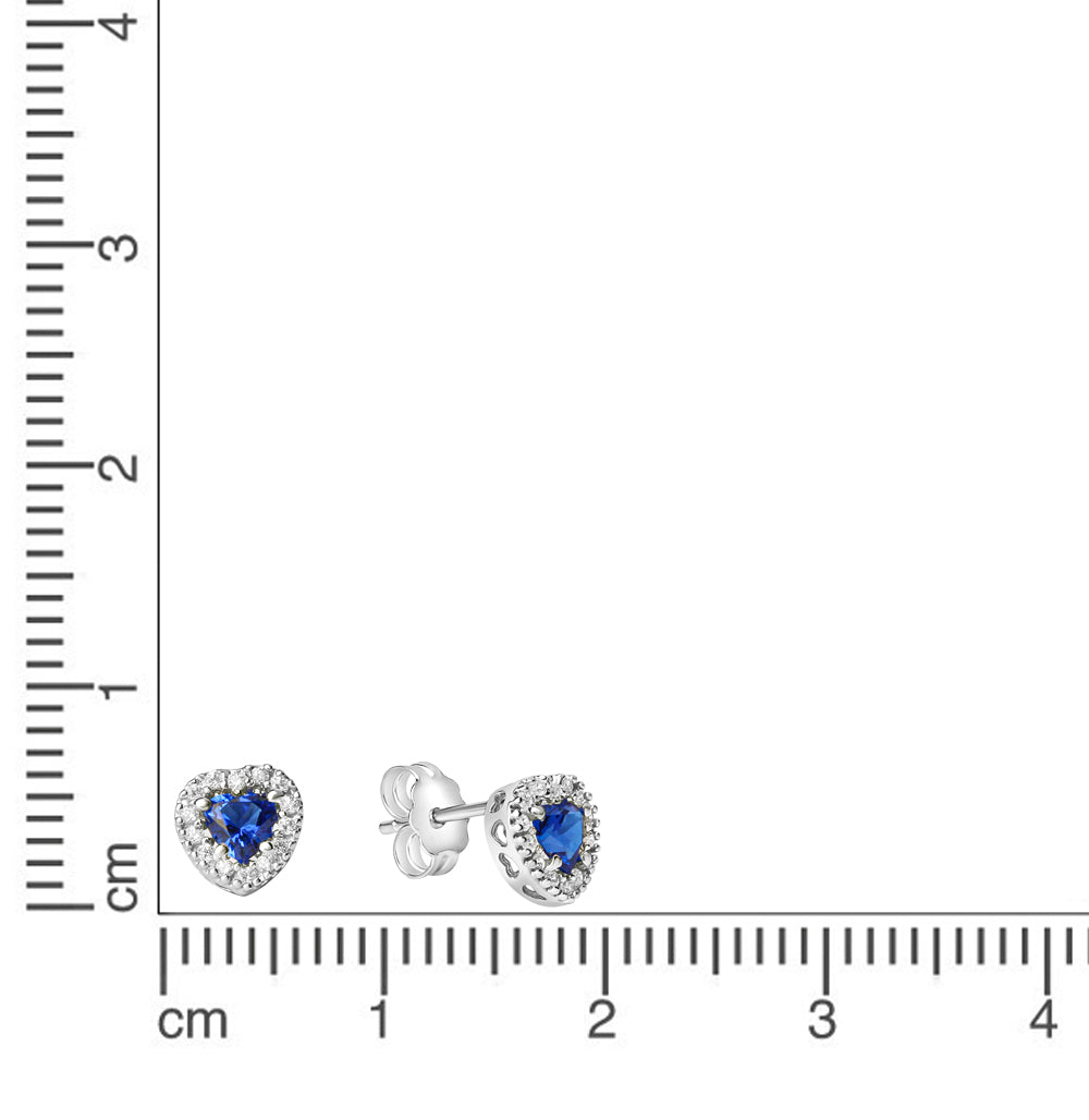 Ohrstecker 585/- Weißgold Zirkonia blau und weiß