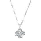 Anhänger mit Kette 925 Sterling Silber rhodiniert Kleeblatt Zirkonia