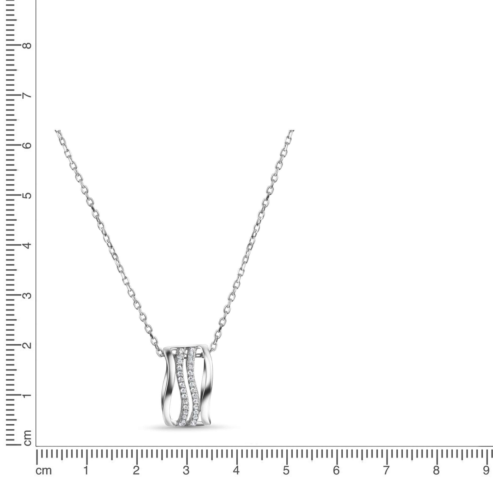Anhänger mit Kette 925 Sterling Silber rhodiniert 30 Zirkonia