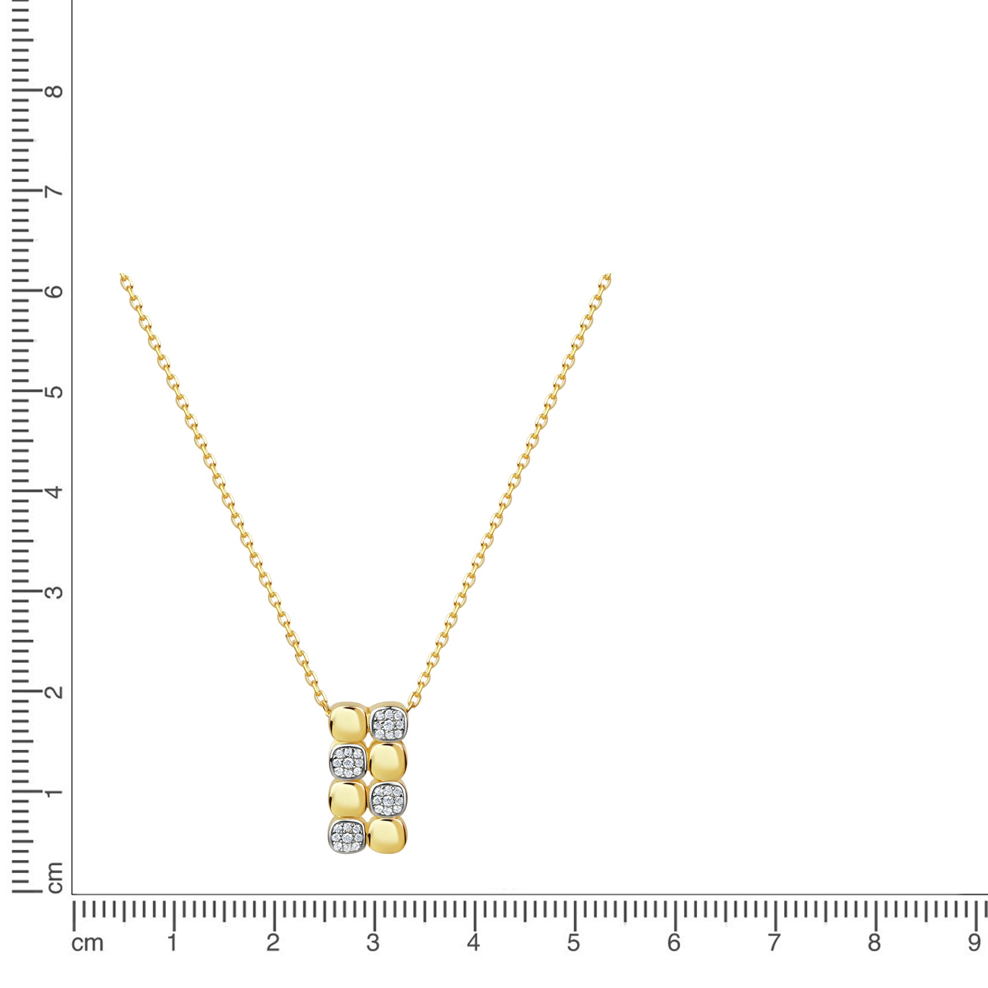 Anhänger mit Kette 925 Sterling Silber vergoldet und rhodiniert  Zirkonia