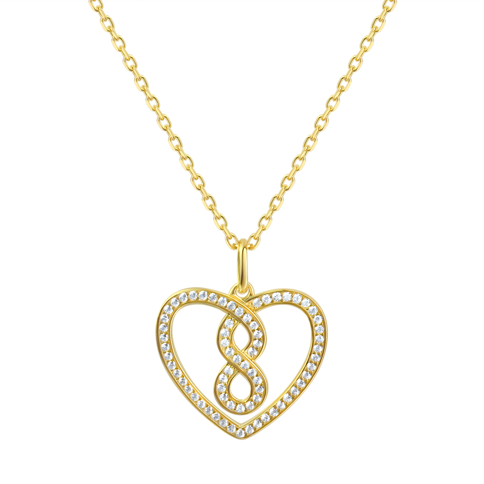 Anhänger mit Kette 925 Sterling Silber vergoldet Herz Zirkonia