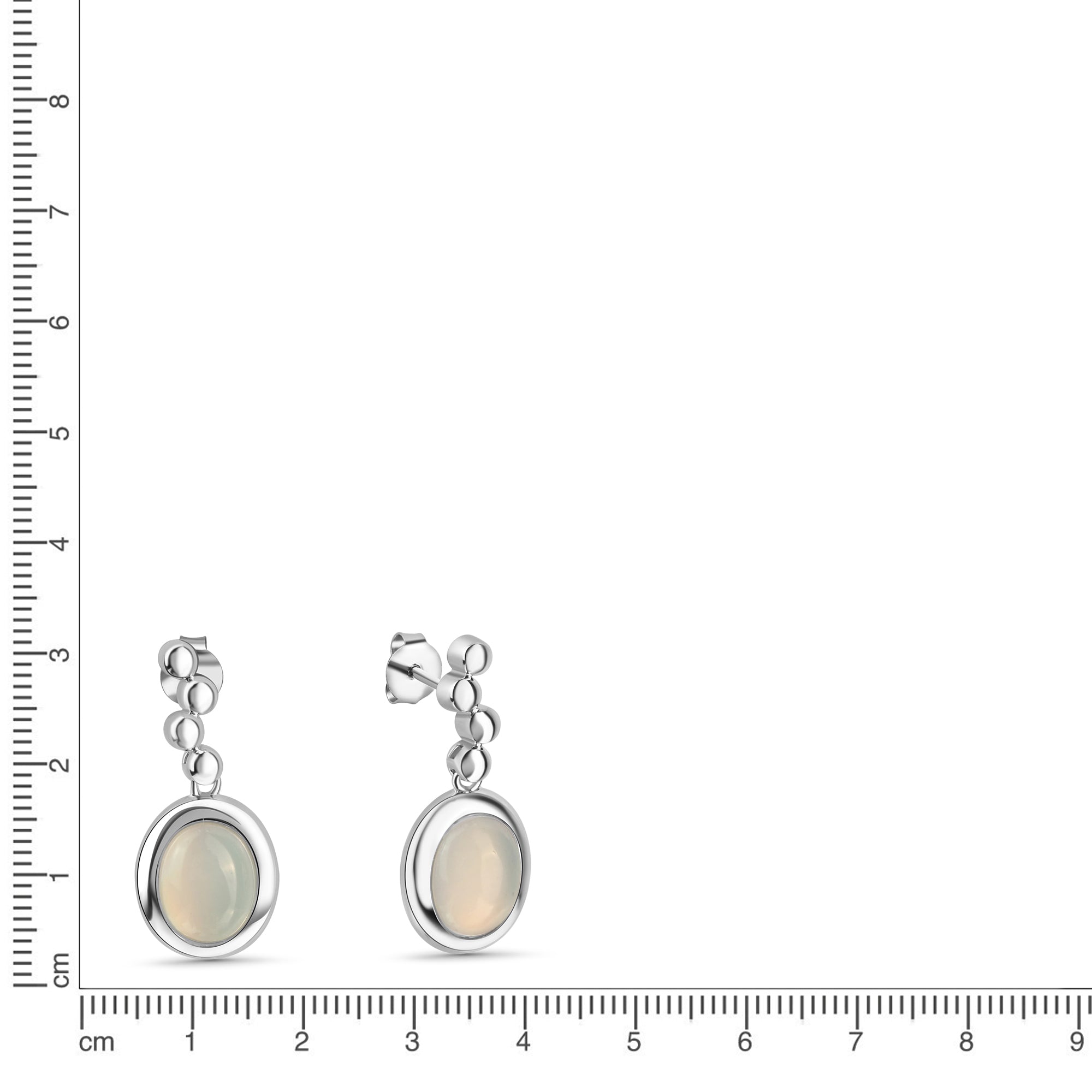 Ohrstecker 925 Sterling Silber rhodiniert Katzenauge hellblau