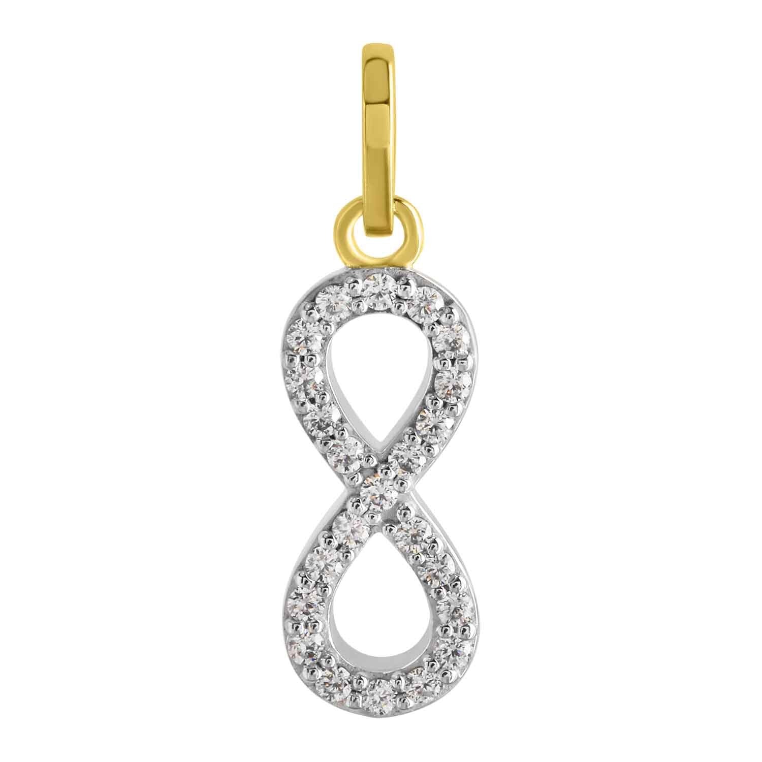 Anhänger 333/- Gelbgold glanz bicolorZirkonia Infinity
