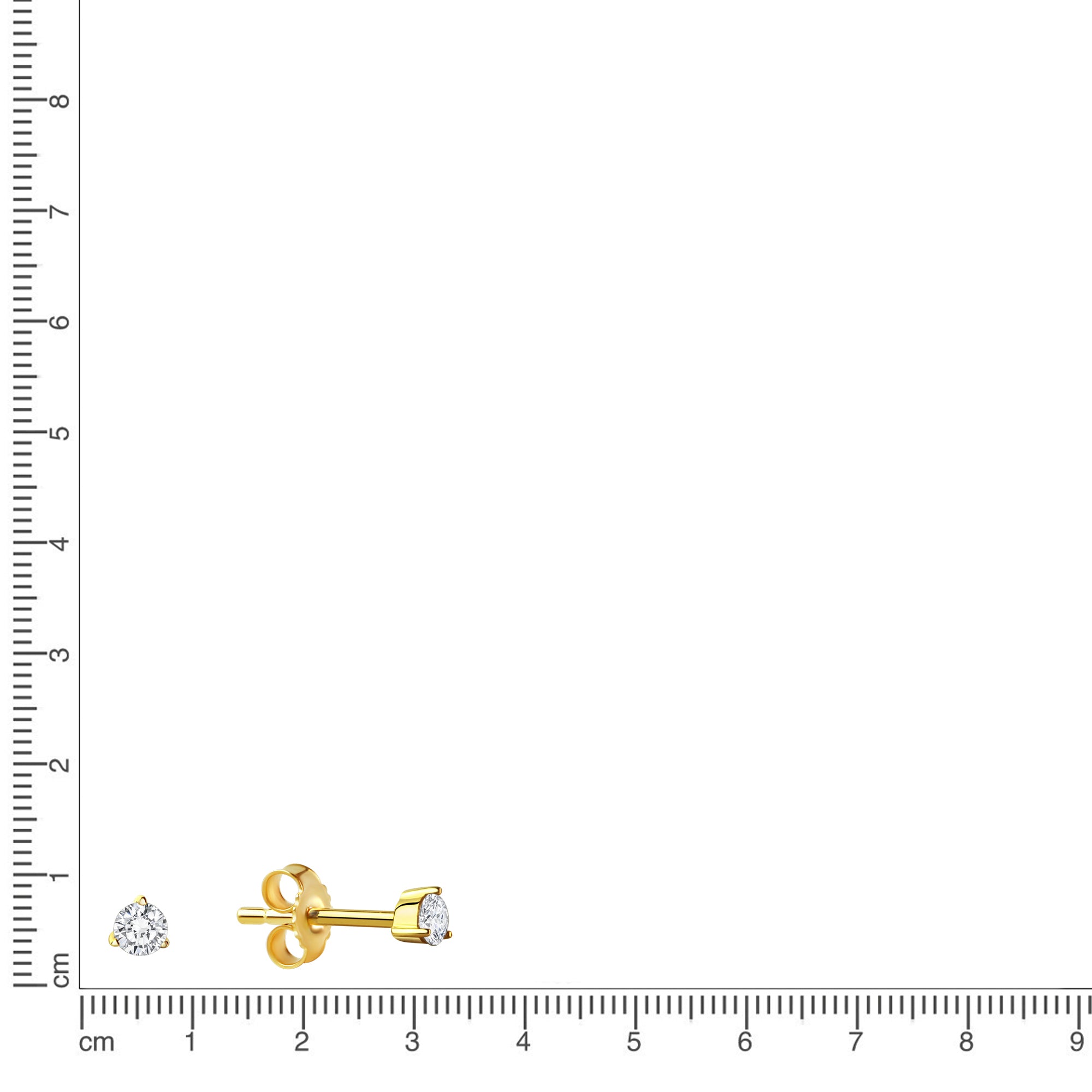 Ohrstecker 333 Gelbgold glanz Zirkonia