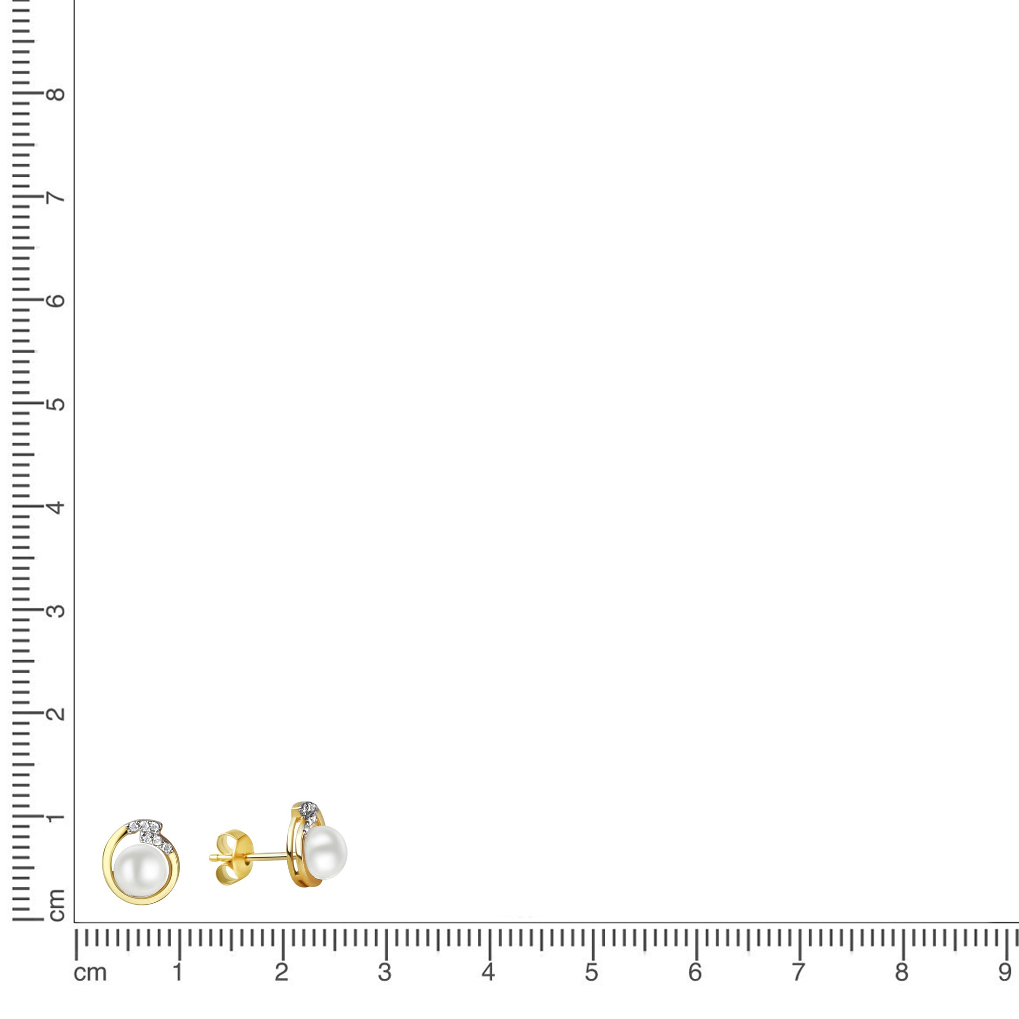 Ohrstecker 375/- Gelbgold bicolor Zirkona Perle
