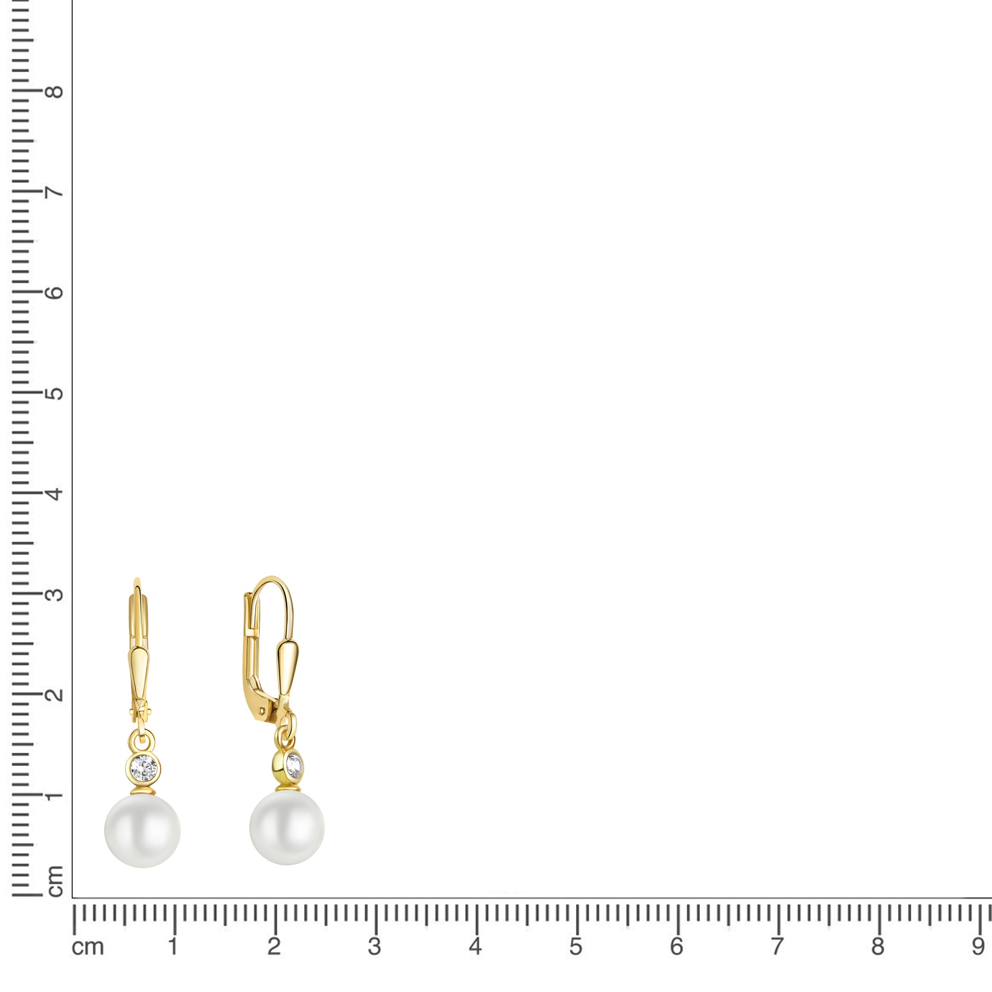 Ohrhänger 333/- Gelbgold Zirkonia und Süßwasserzuchtperle