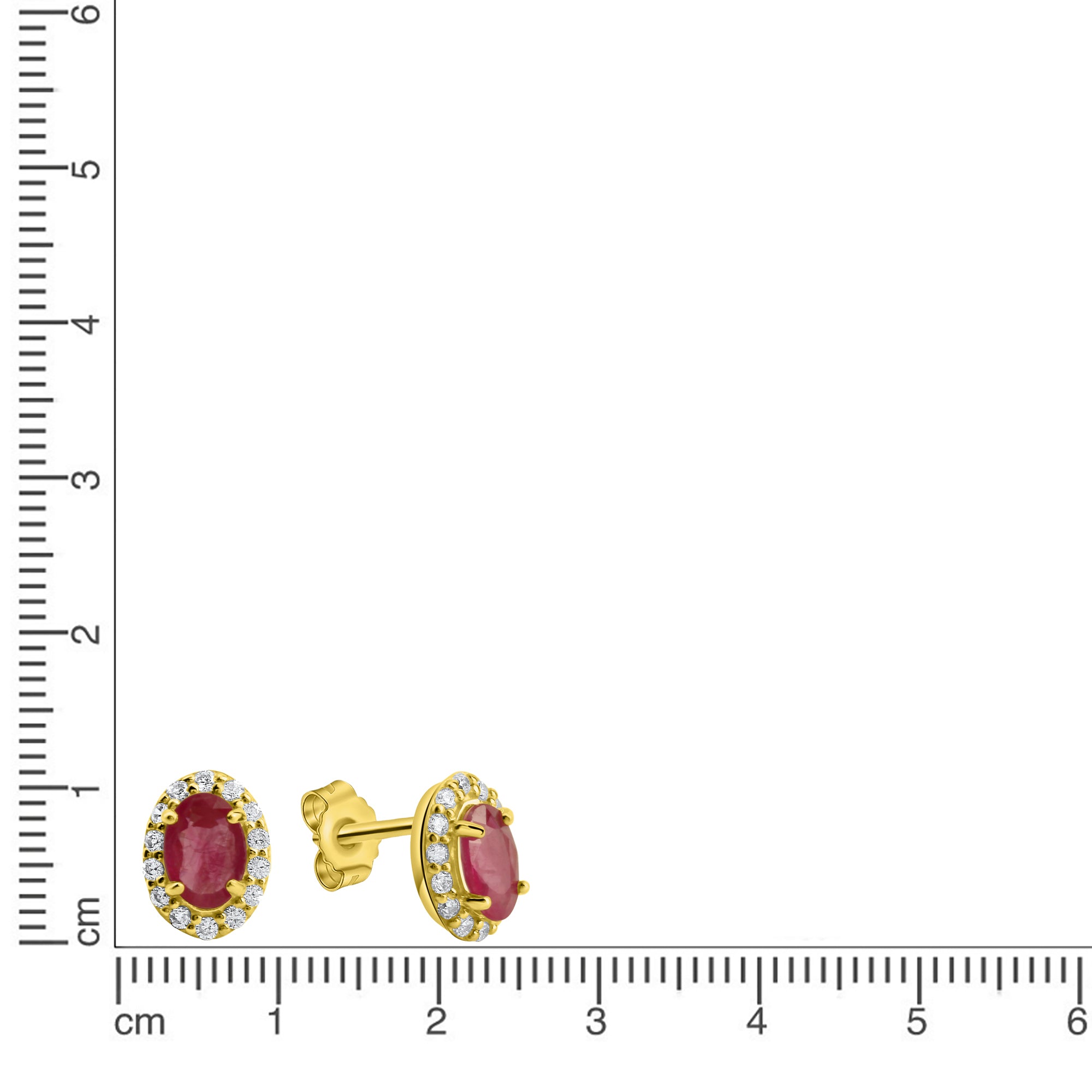 Ohrstecker 333/- Gelbgold glanz Rubin Zirkonia