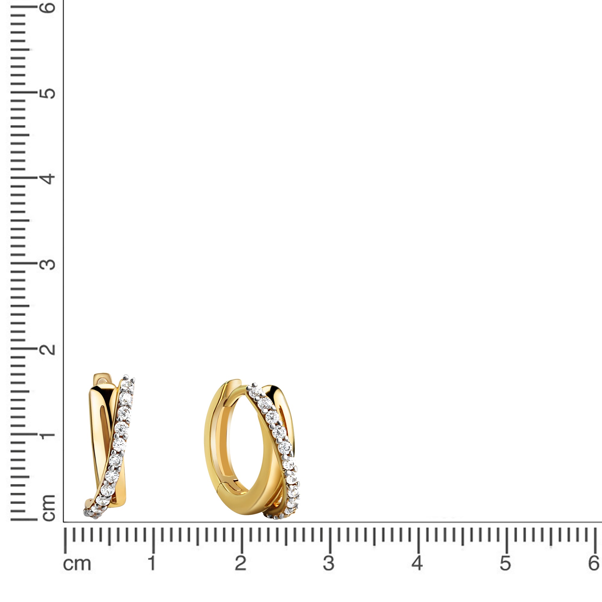 Klappcreolen 375/- Gelbgold bicolor Zirkonia