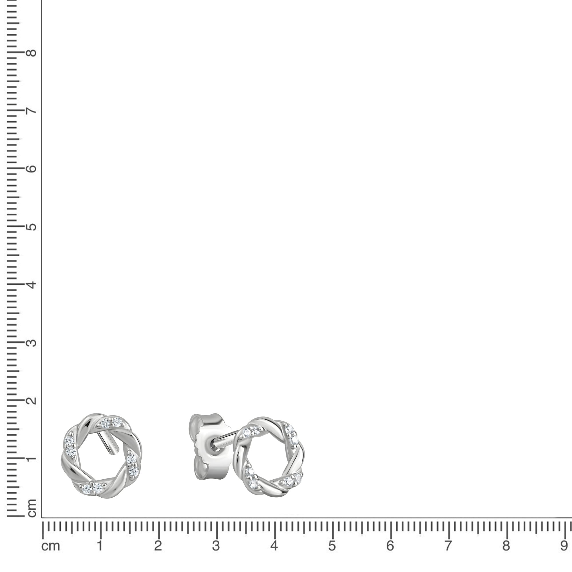 Ohrstecker 925/- Sterling Silber rhodiniert glanz Zirkonia