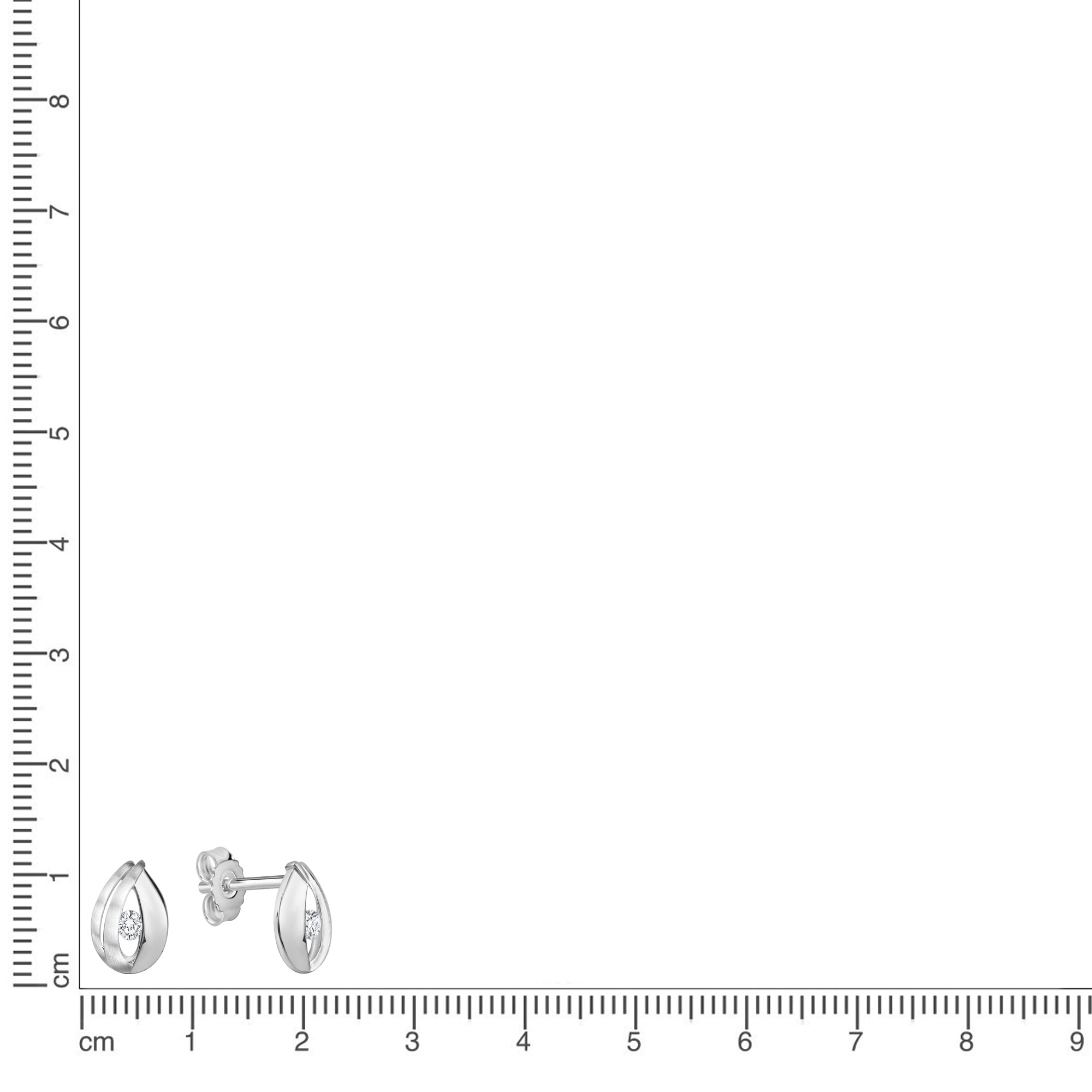 Ohrstecker 925/- Sterling Silber matt7glanz Zirkonia