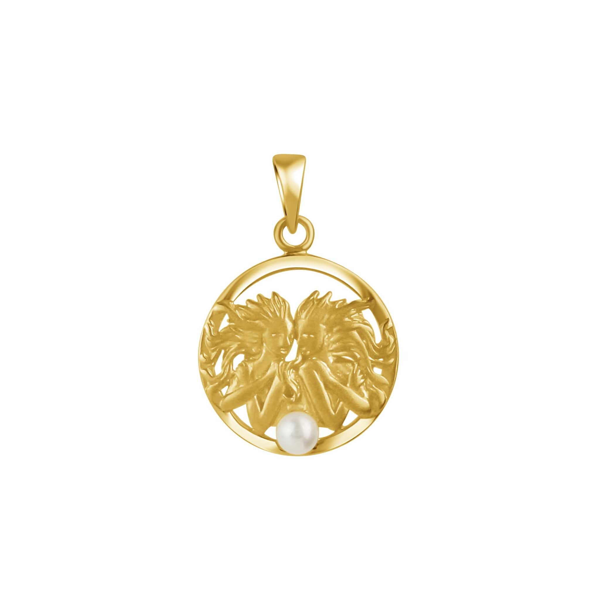 Anhänger 925/- Sterling Silber vergoldet Zwillinge Monatsstein