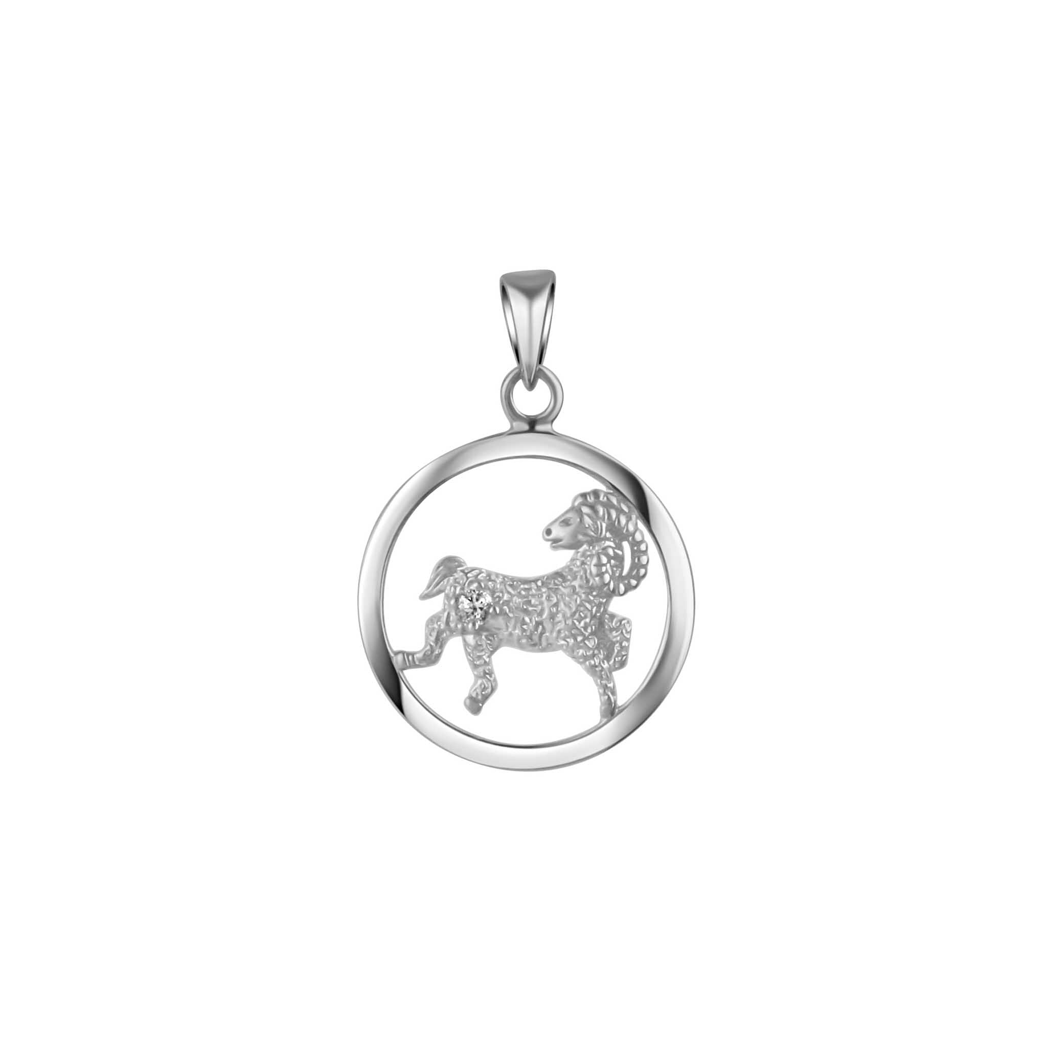 Anhänger 925 Sterling Silber rhodiniert Sternzeichen Widder Monatsstein