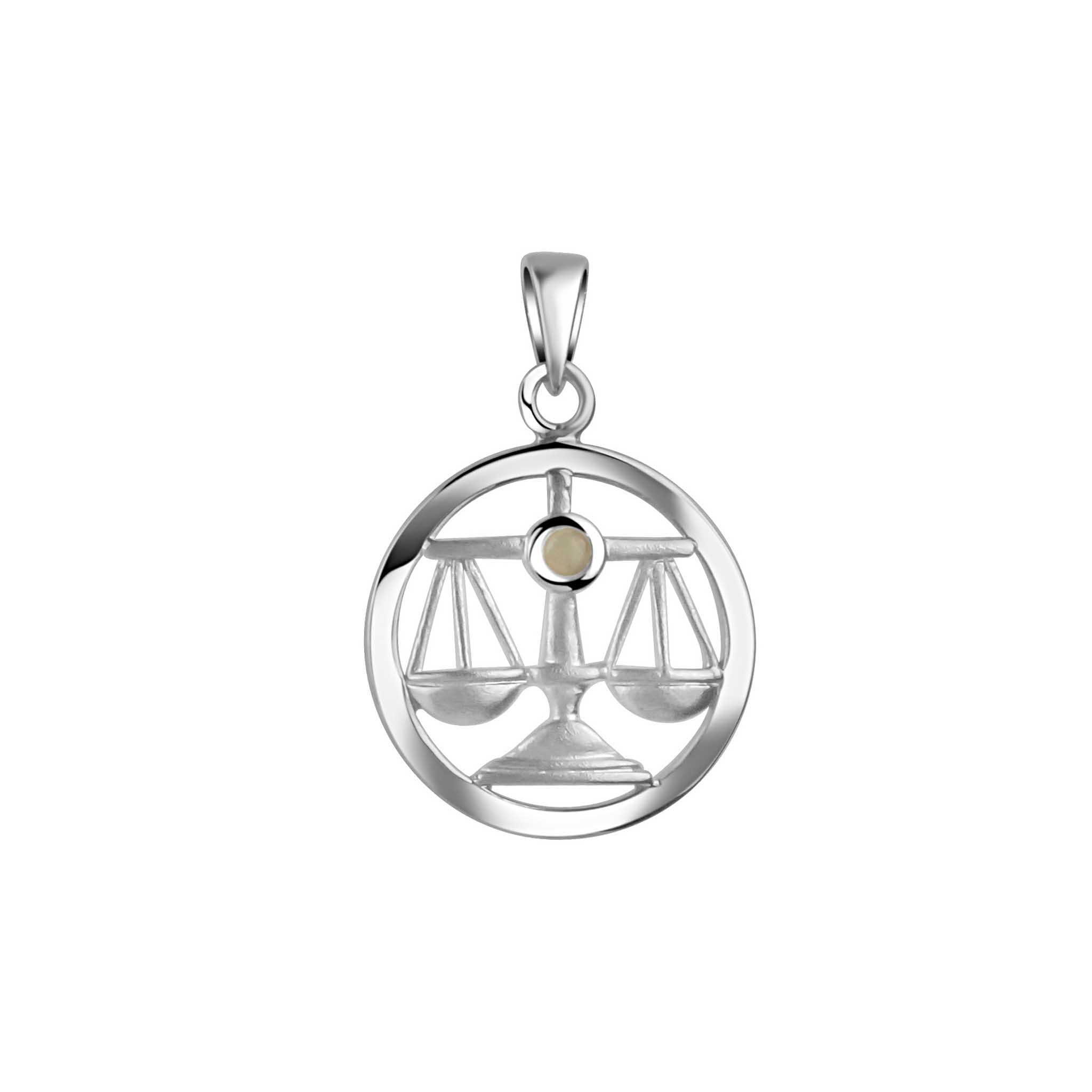 Anhänger 925/- Sterling Silber rhodiniert Sternzeichen Waage Monatsstein