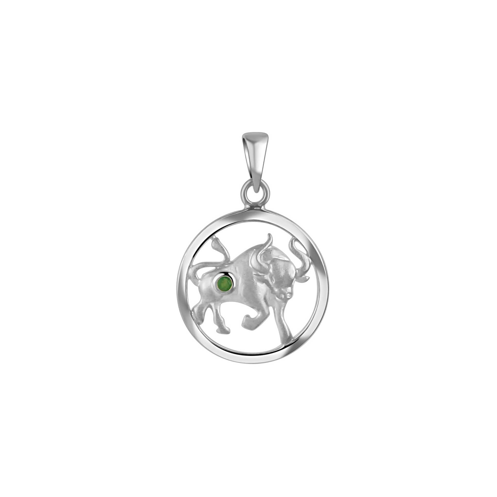 Anhänger 925/- Sterling Silber rhodiniert Sternzeichen Stier Monatsstein