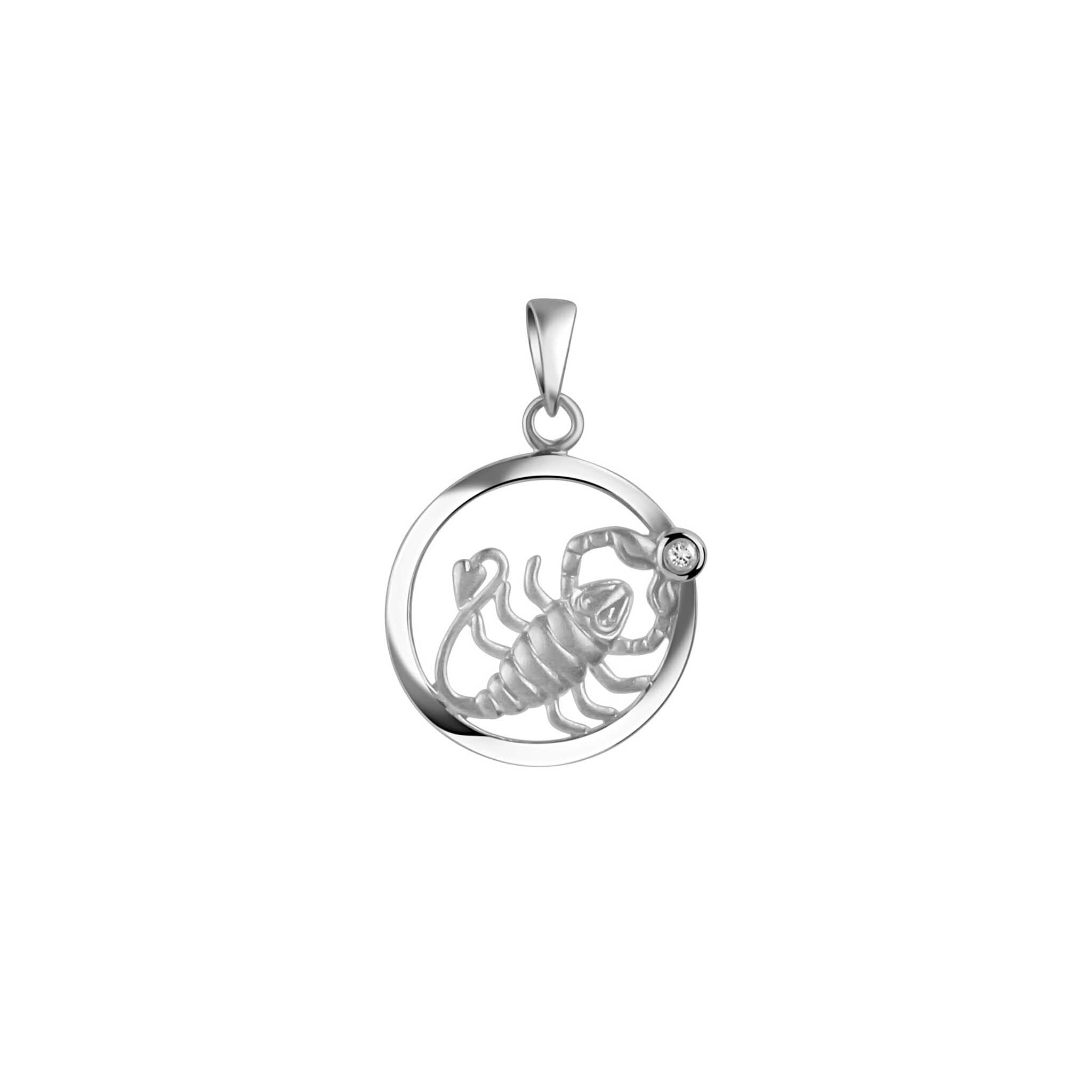 Anhänger 925/- Sterling Silber rhodiniert Sternzeichen Skorpion Monatsstein