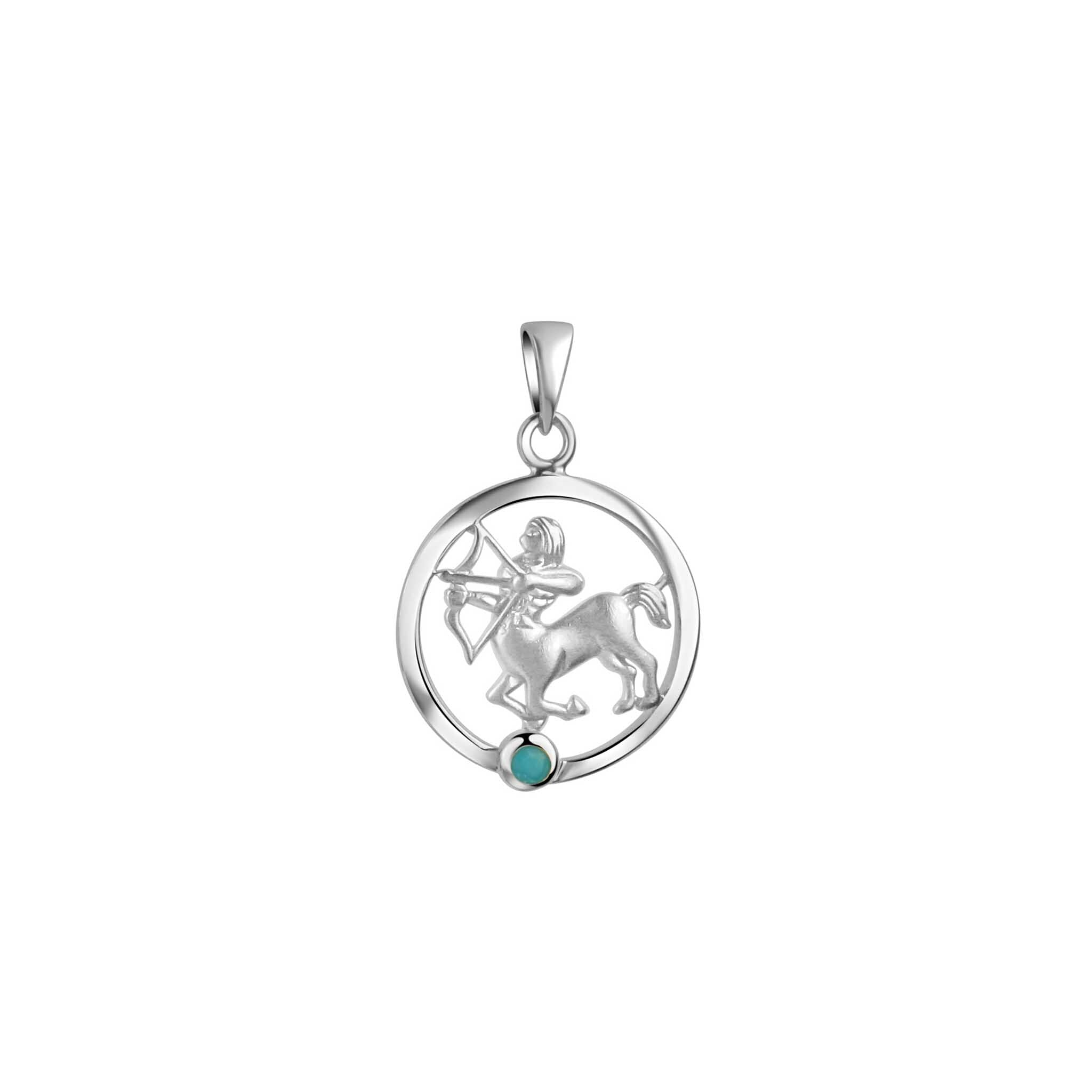 Anhänger 925/- Sterling Silber rhodiniert Sternzeichen Schütze Monatsstein