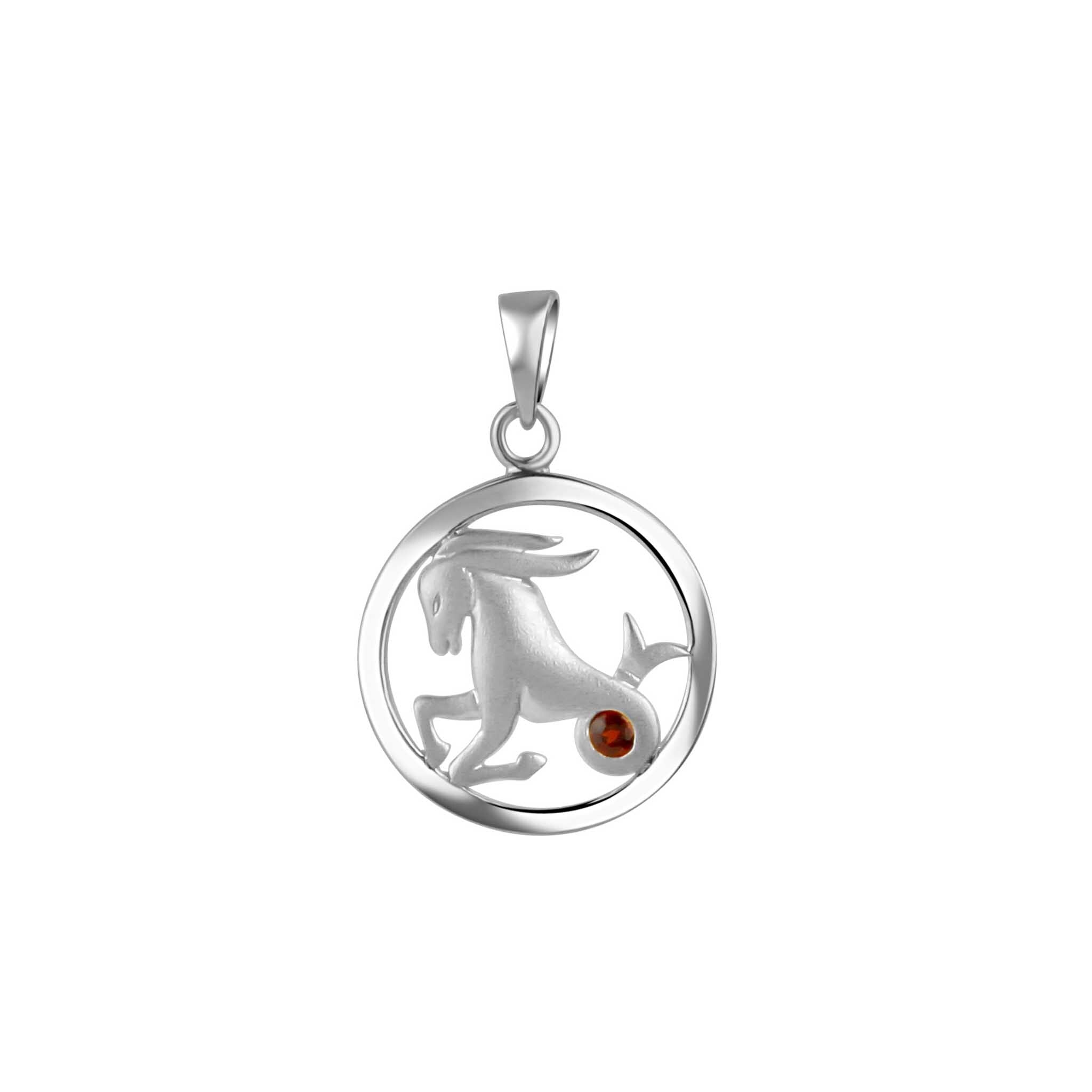 Anhänger 925/- Sterling Silber rhodiniert Sternzeichen Steinbock Monatsstein