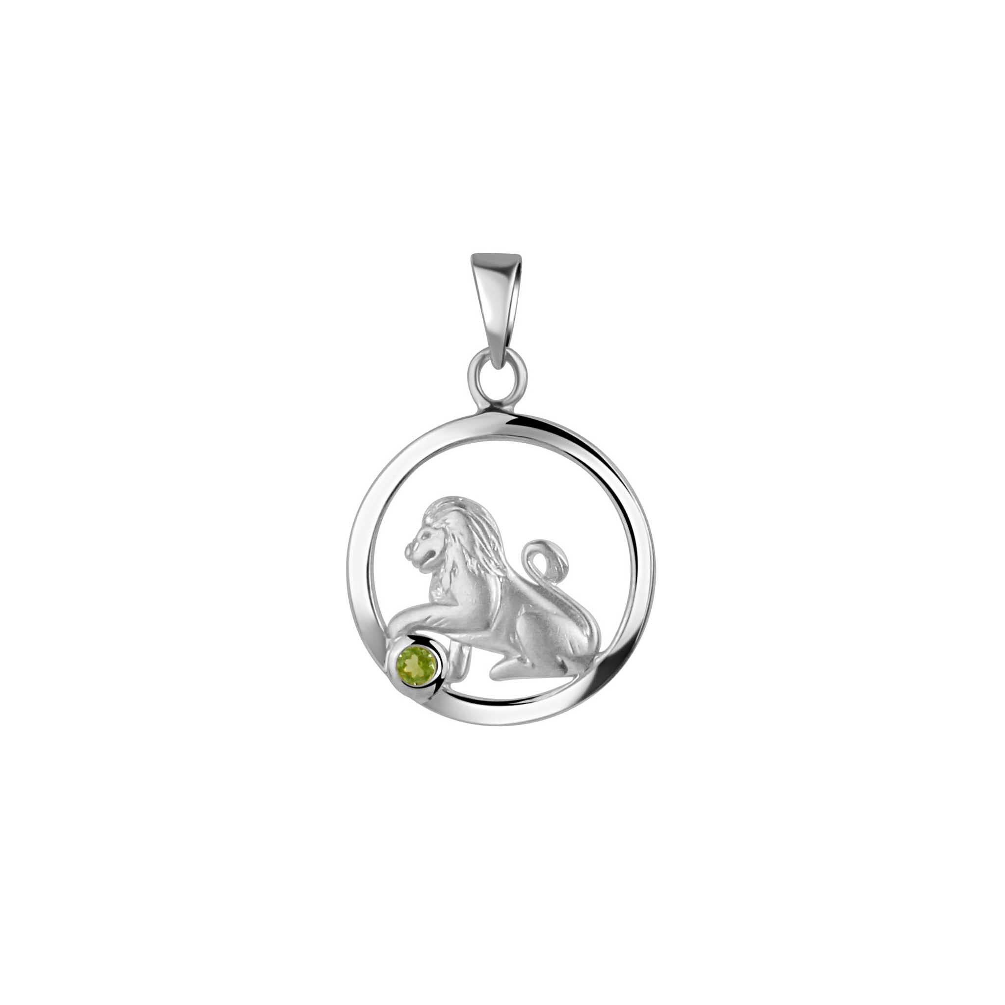 Anhänger 925/- Sterling Silber rhodiniert Sternzeichen Löwe Monatsstein