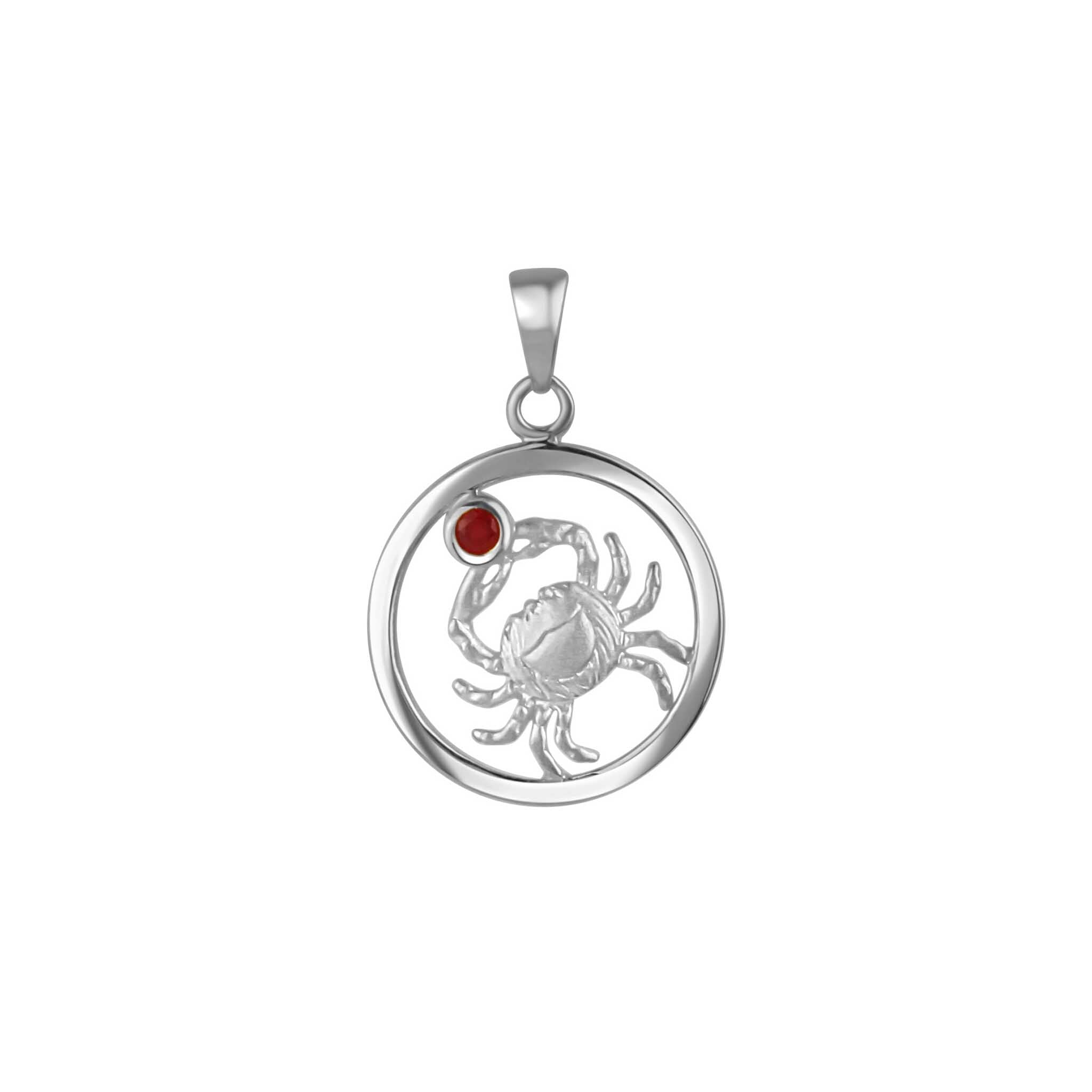 Anhänger 925/- Sterling Silber rhodiniert Sternzeichen Krebs Monatsstein