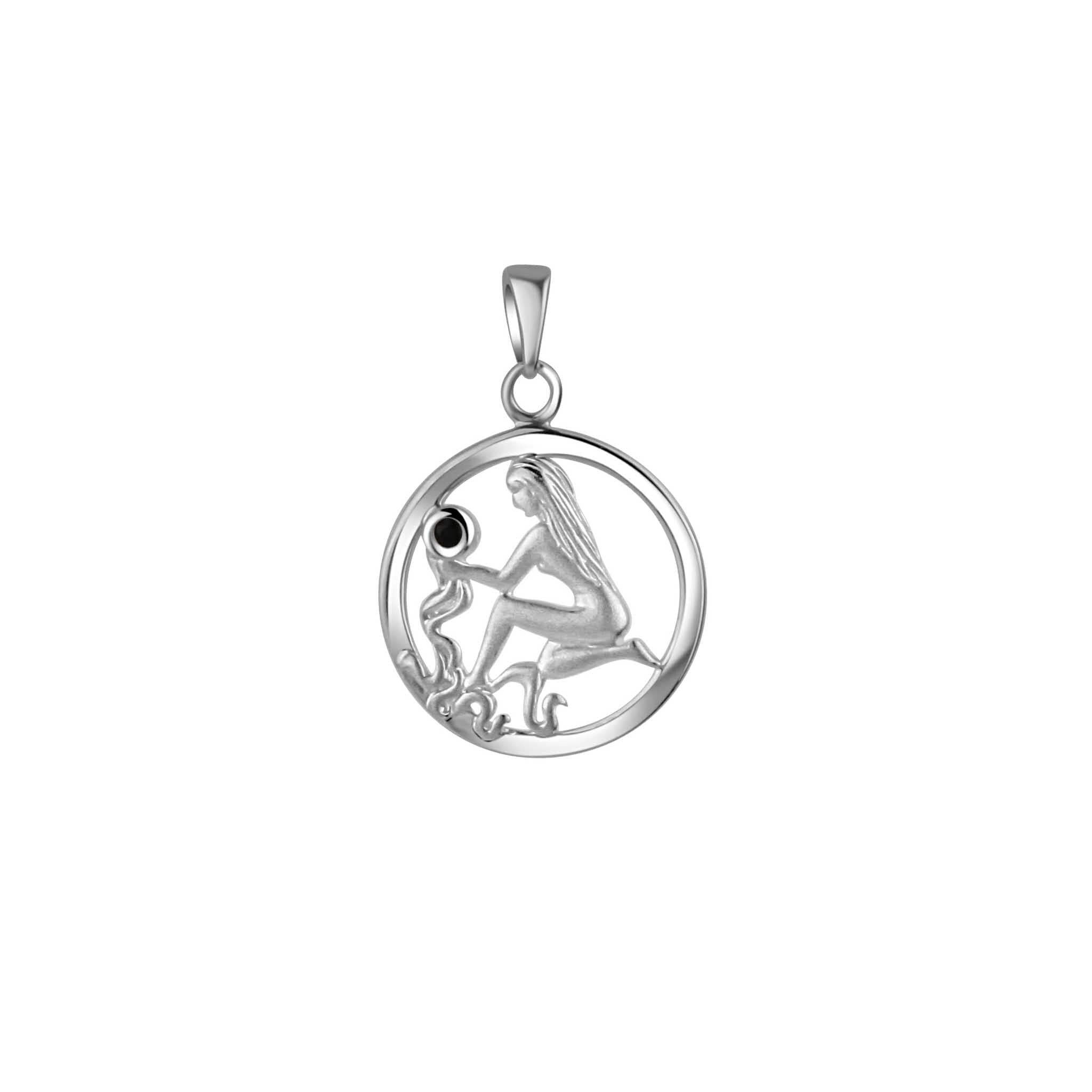 Anhänger 925/- Sterling Silber rhodiniert Sternzeichen Jungfrau Monatsstein