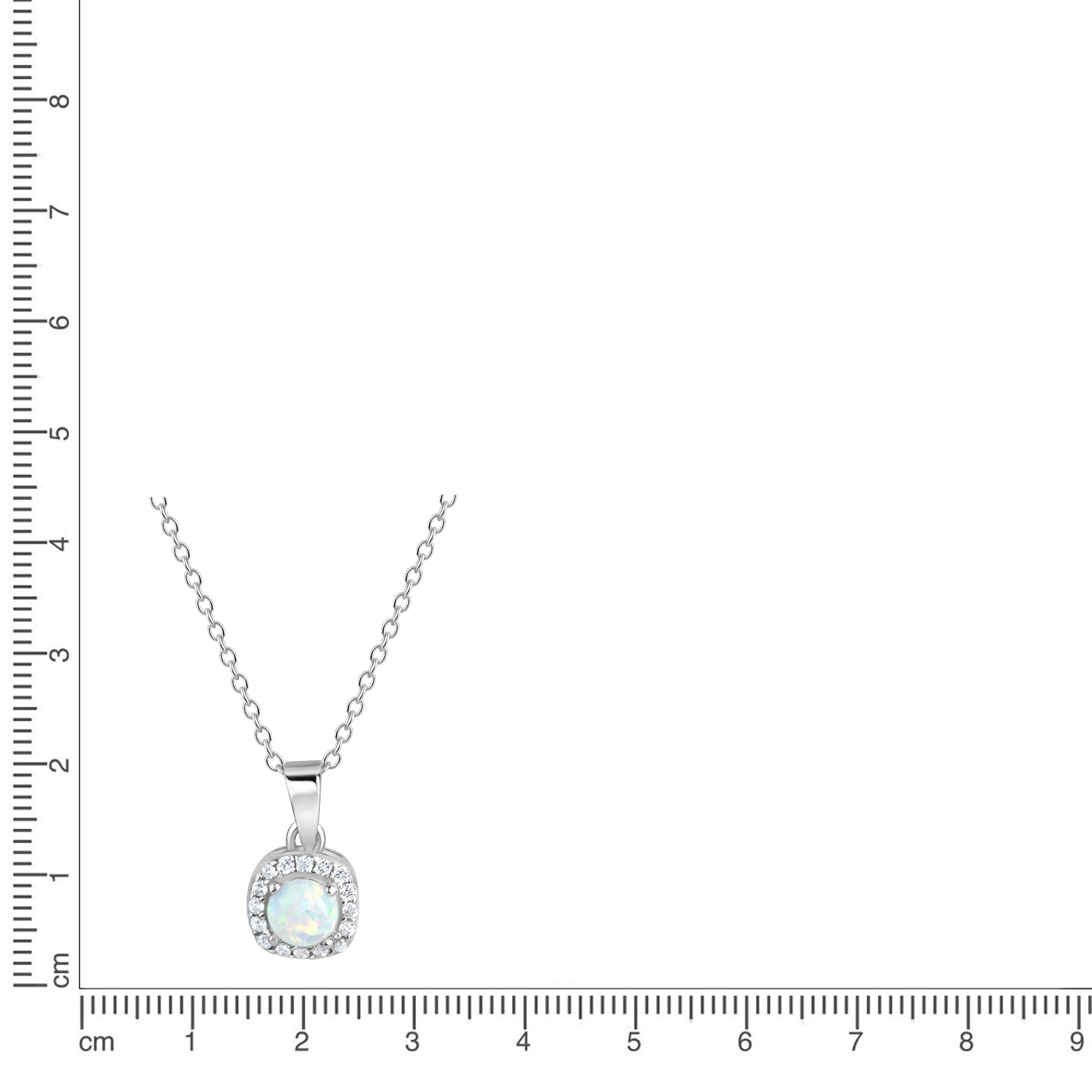 Anhänger mit Kette 925/- Sterling Silber rhodiniert Opal und Zirkonia