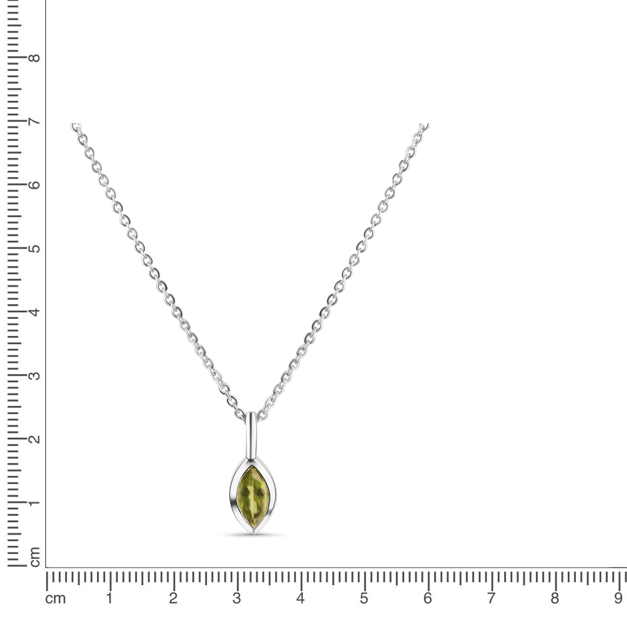 Anhänger mit Kette 925/- Sterling Silber rhodiniert Peridot