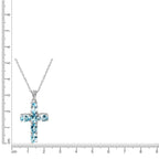 Anhänger mit Kette 925/- Sterling Silber rhodiniert Kreuz Blautopas