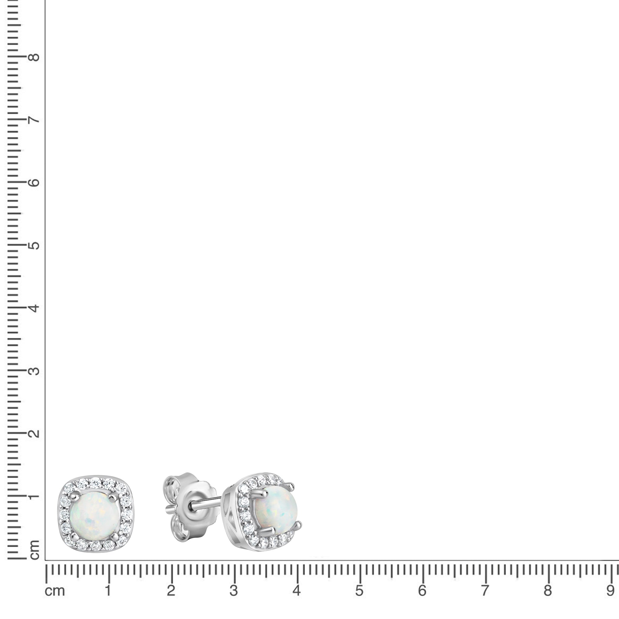 Ohrstecker 925/- Sterling Silber rhodiniert synth. Opal und Zirkonia