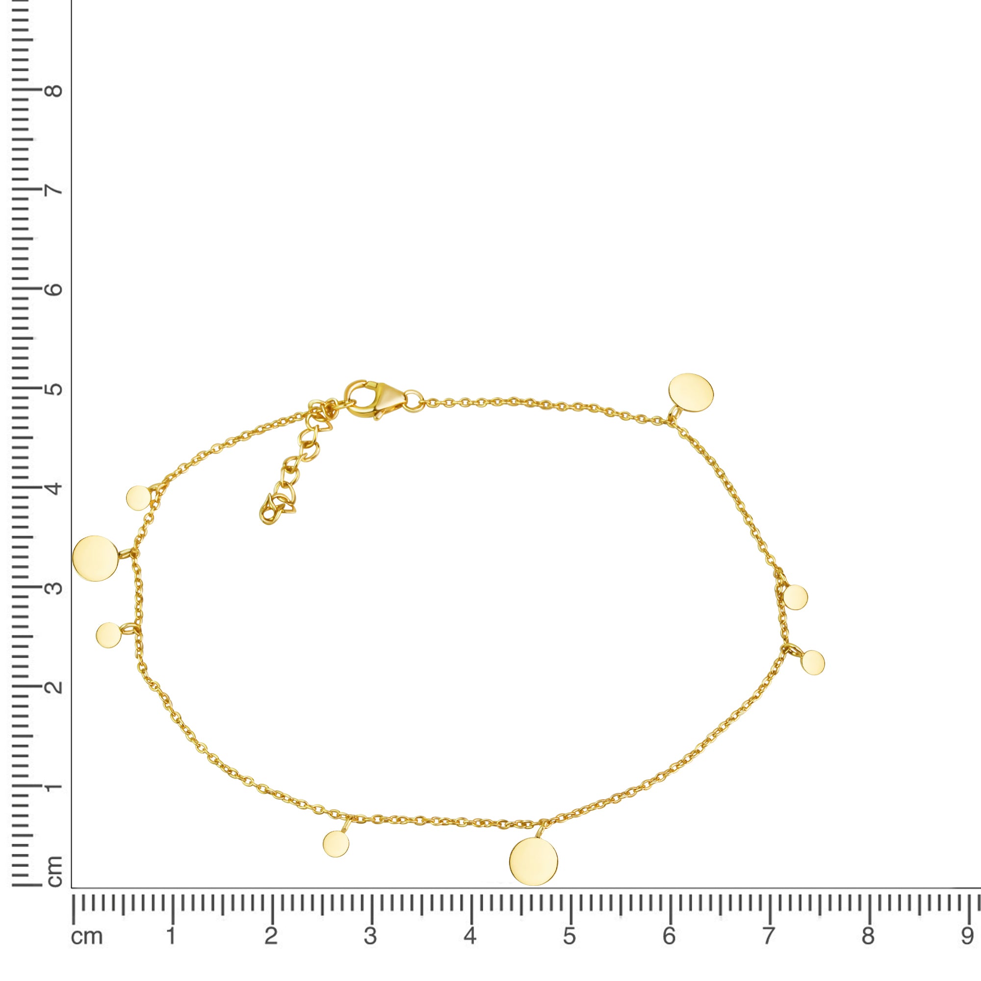 Fusskette 925/- Sterling Silber vergoldet Plättchen
