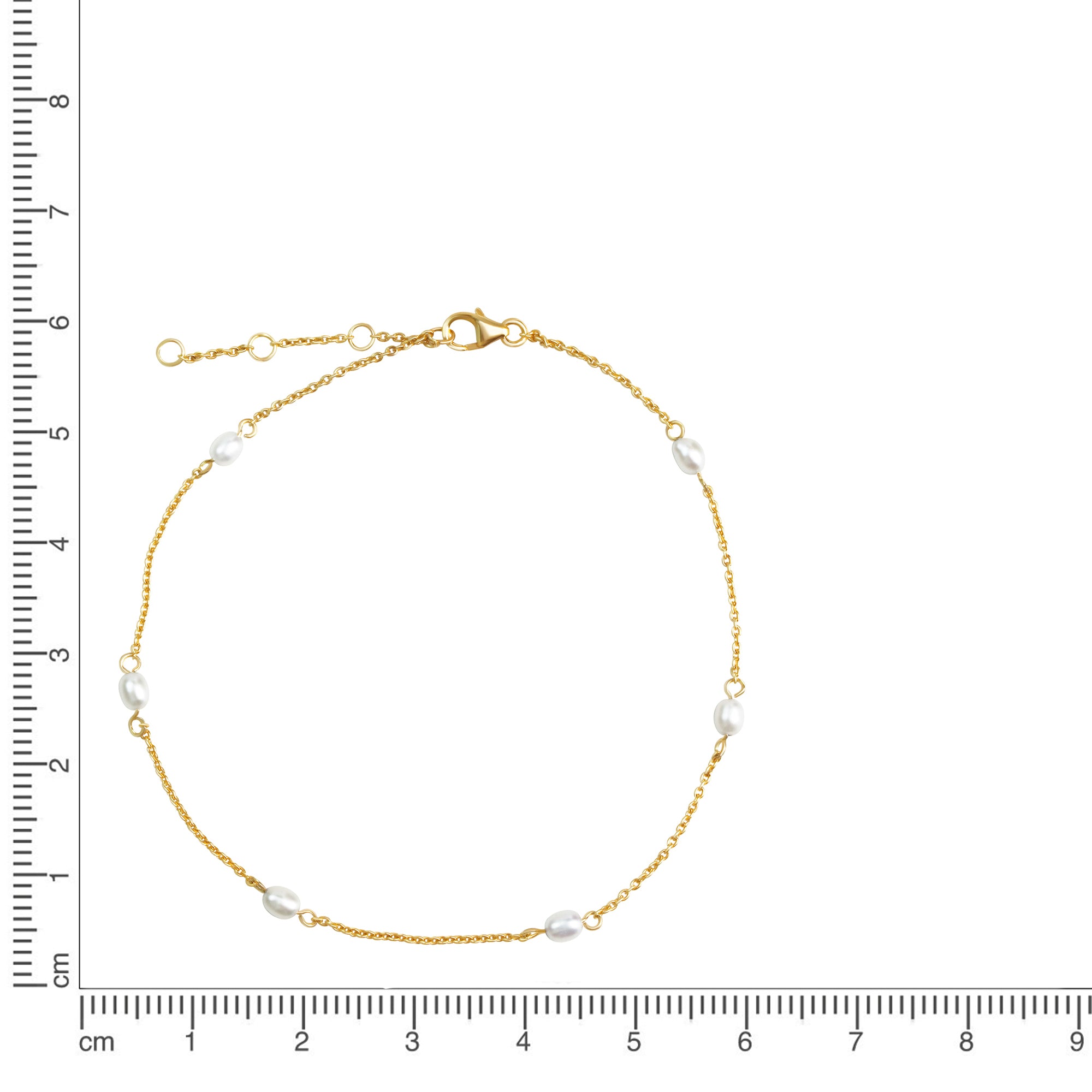 Fusskette 925/- Sterling Silber vergoldet Perlen