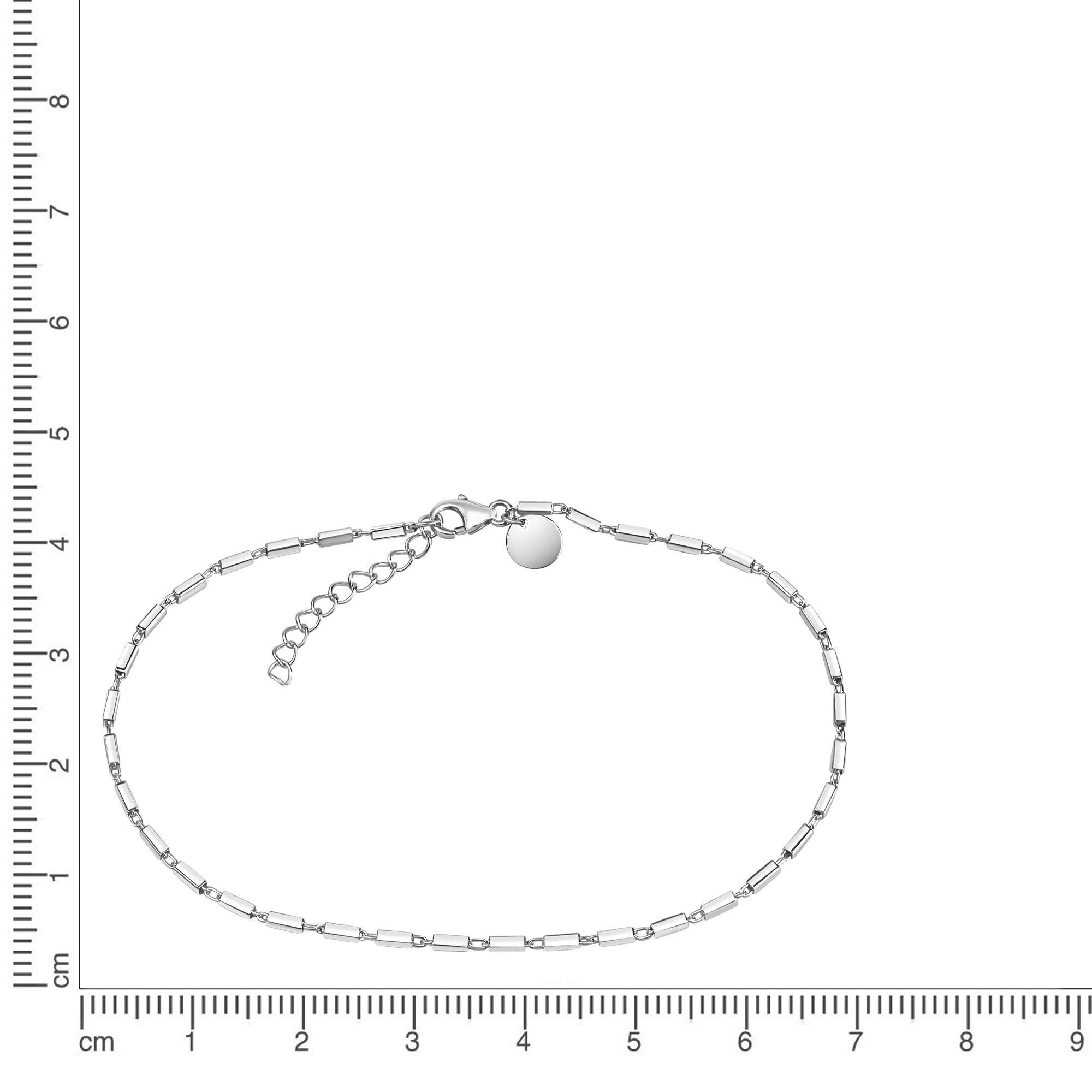 Fusskette 925/- Sterling Silber rhodiniert Stäbchen