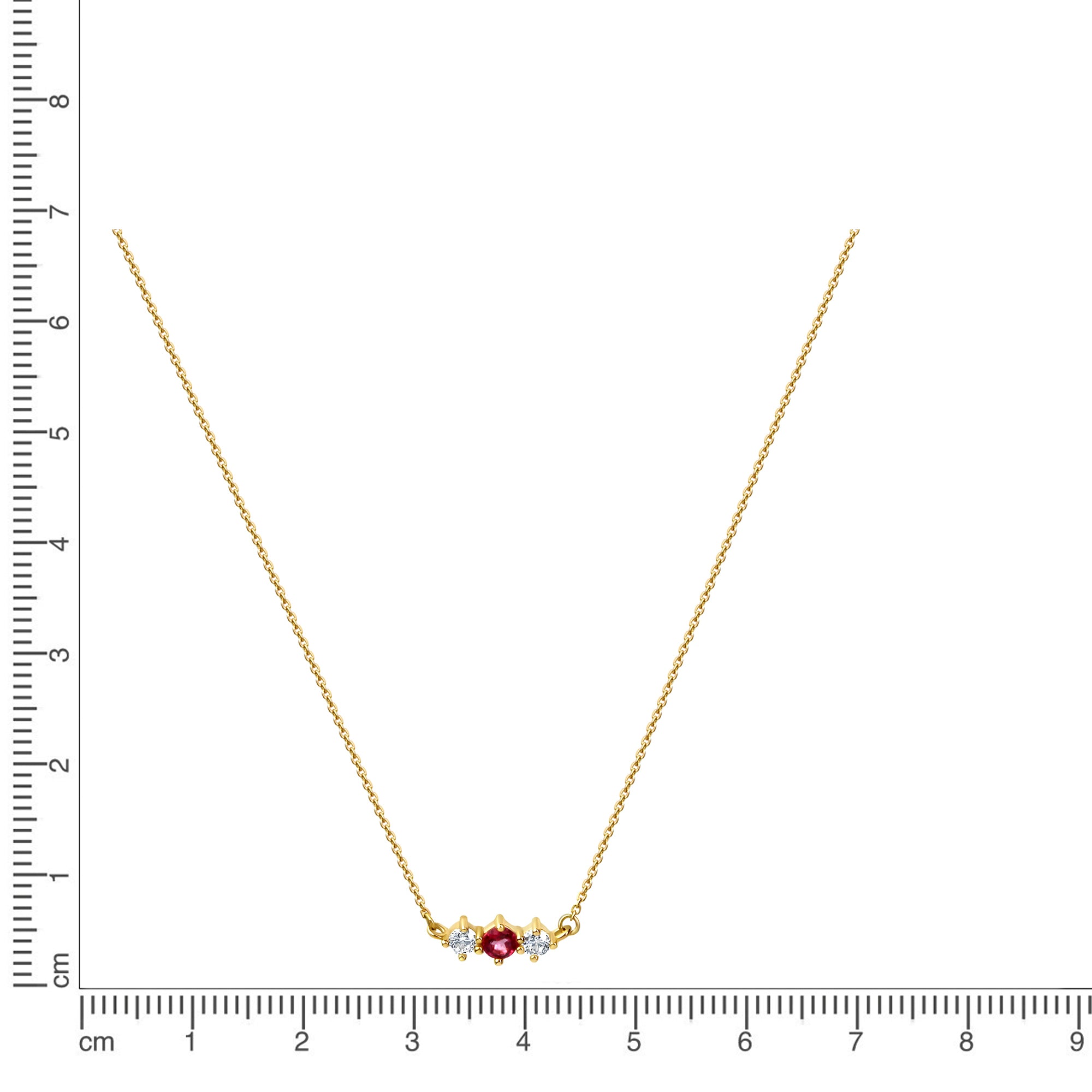Kette 375/- Gelbgold Zirkonia und Pink Topas