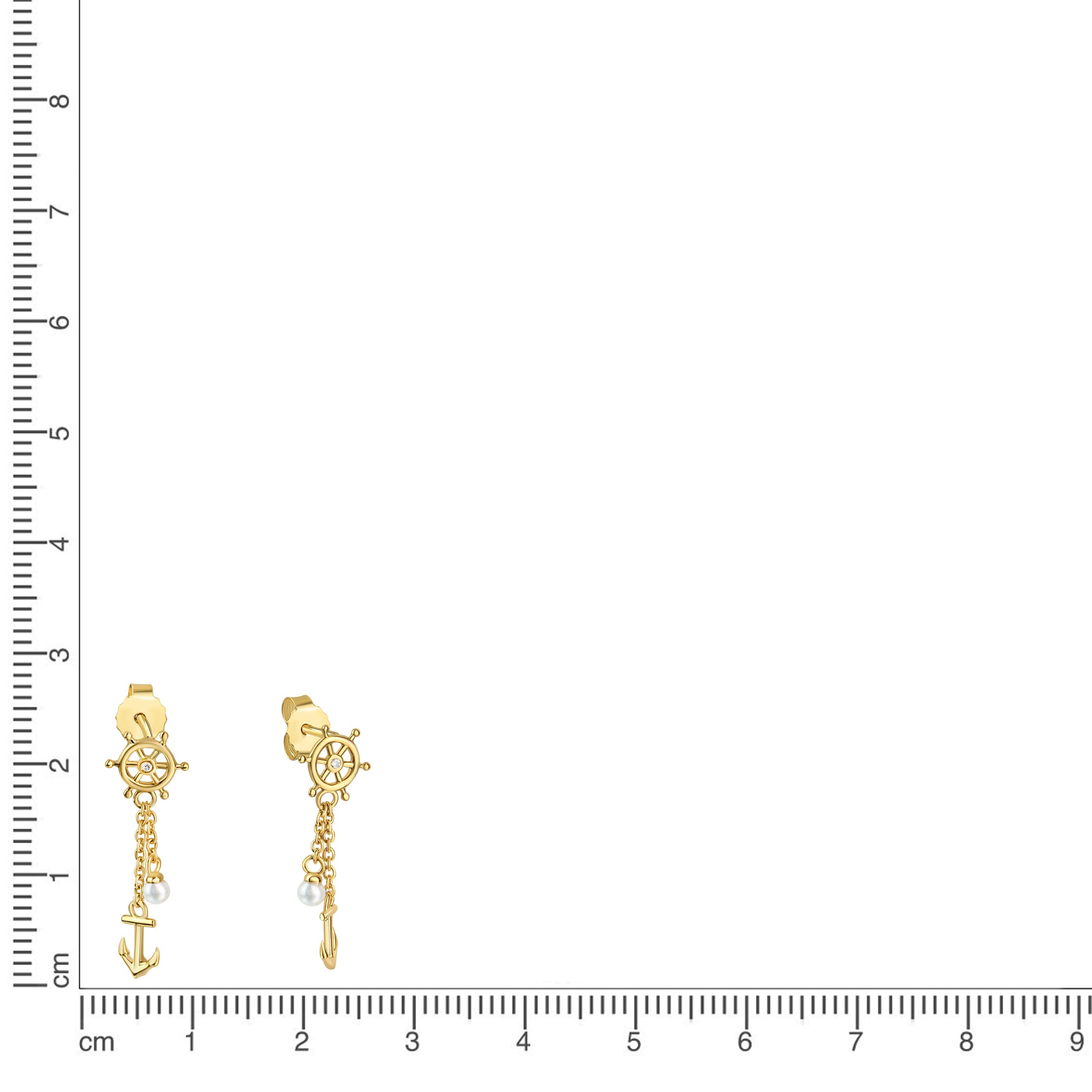 Ohrhänger 925/- Sterling Silber vergoldet Anker und Rad mit Zirkonia