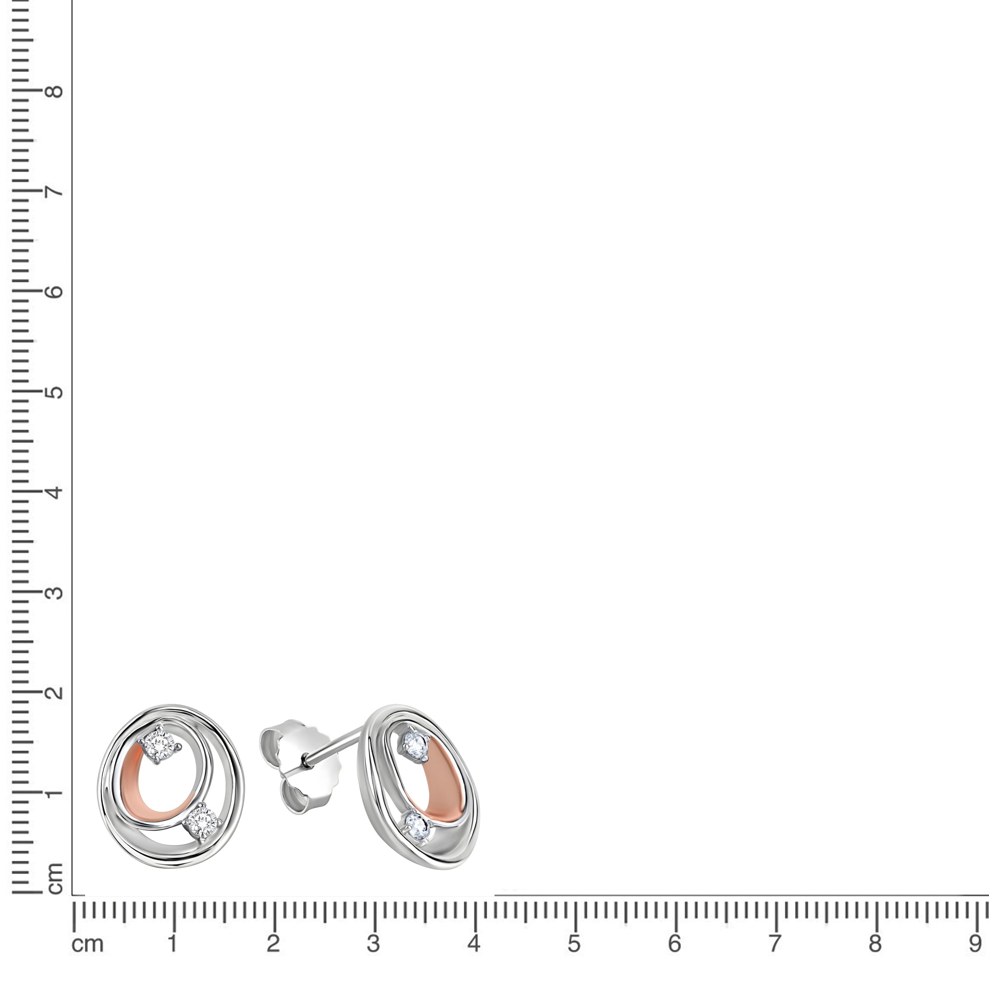 Ohrstecker 925/- Sterling Silber rhodiniert und rosé vergoldet Zirkonia