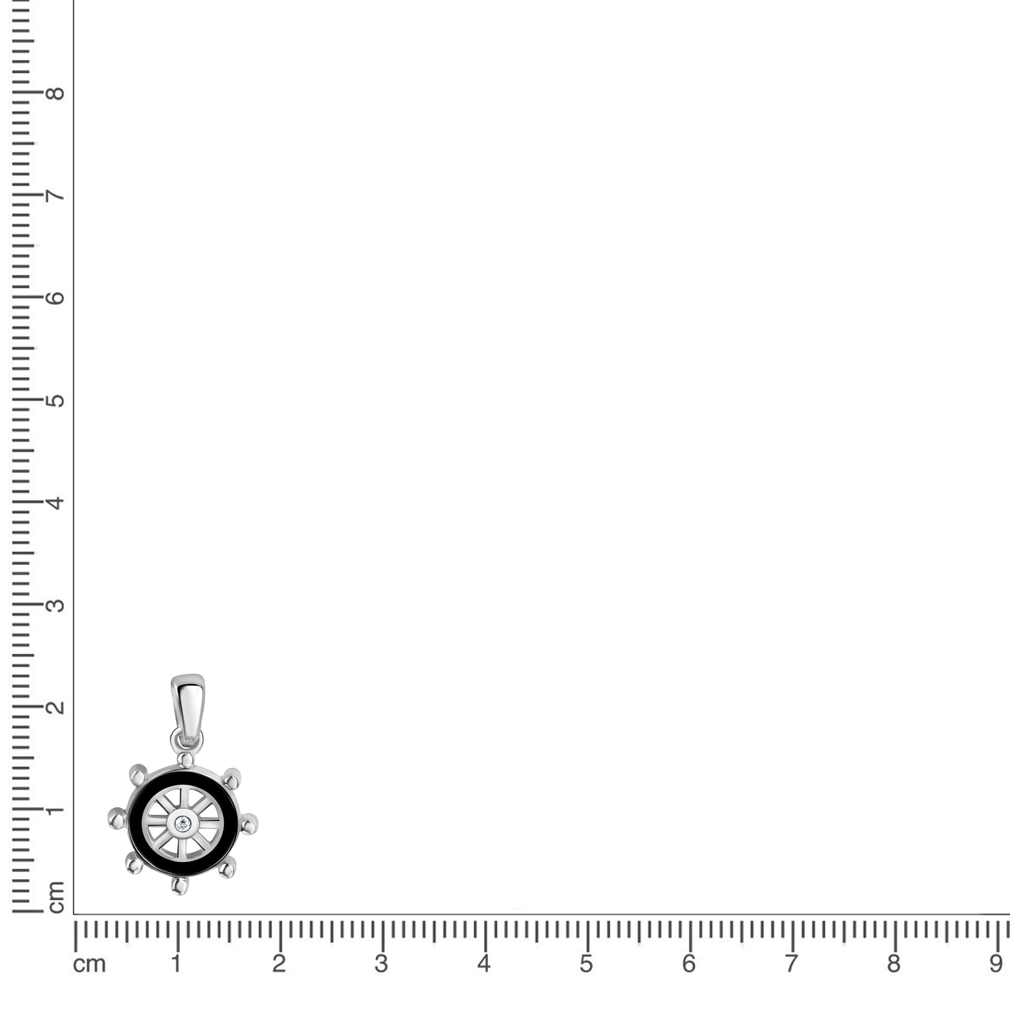 Anhänger 925/- Sterling Silber rhodiniert Steuerrad Lack schwarz