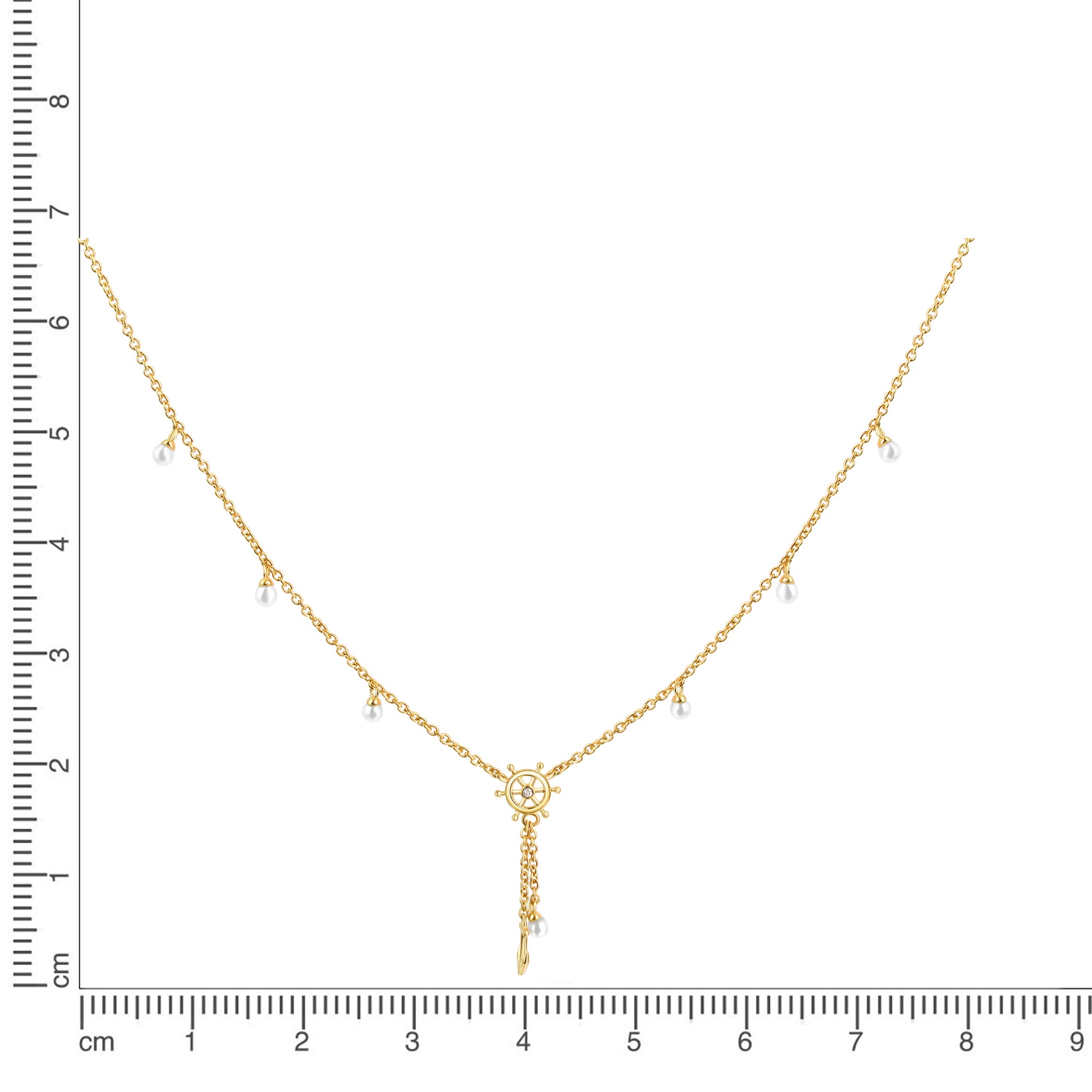 Kette 925/- Sterling Silber vergoldet Perle und Zirkonia