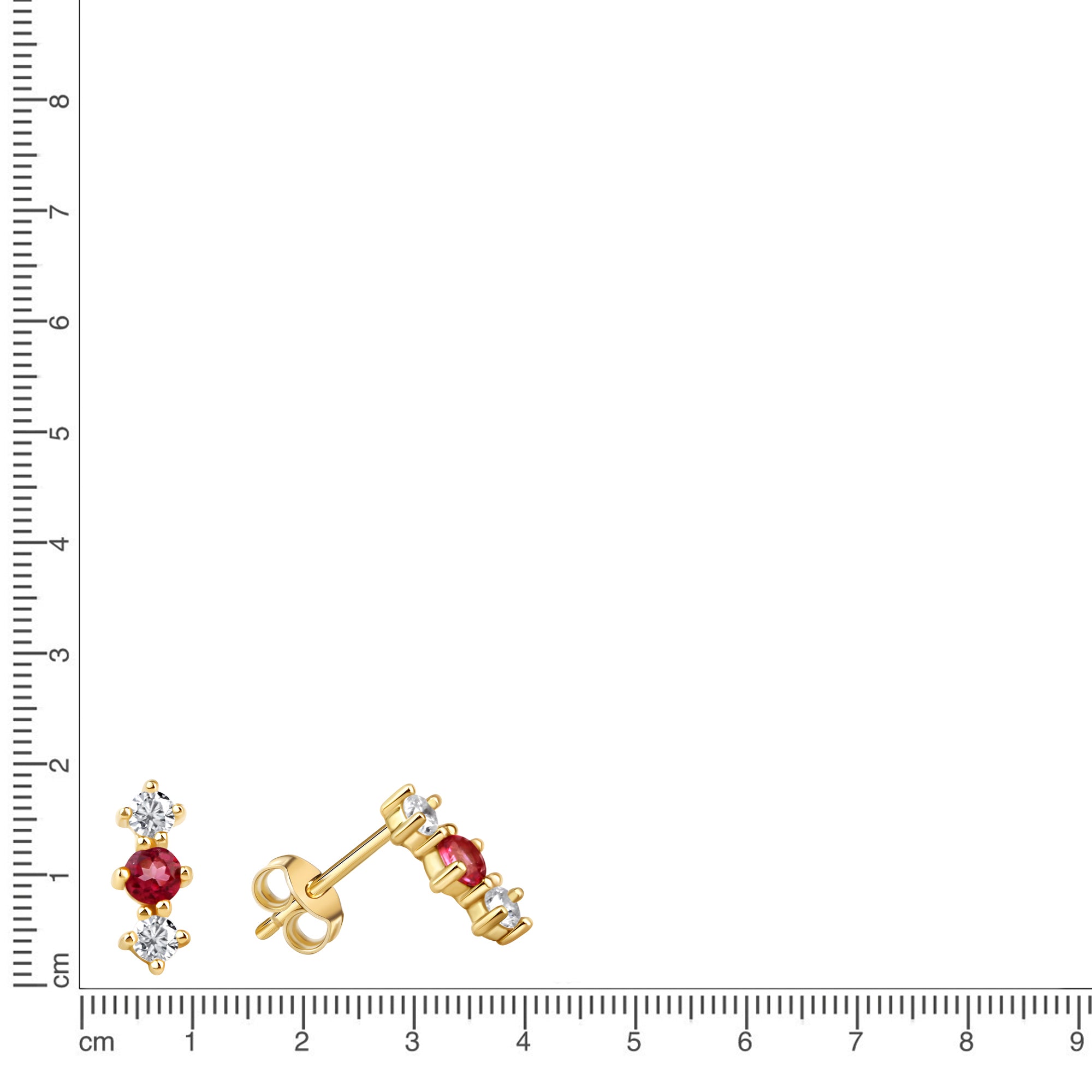 Ohrstecker 375/- Gelbgold glanz Zirkonia und pionk Topas