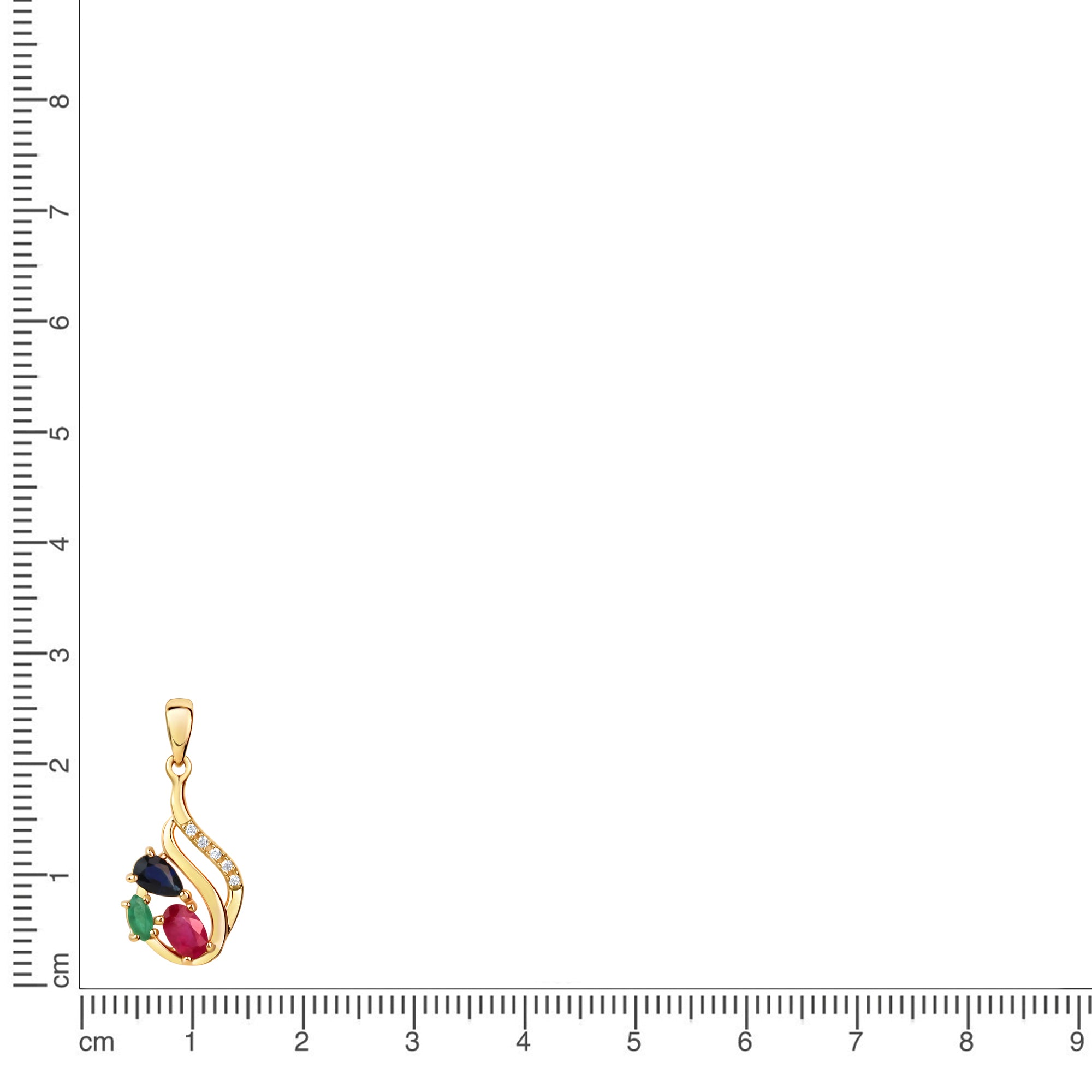 Anhänger 375/- Gelbgold glanz Zirkonia,Rubin,Safir,Smaragd