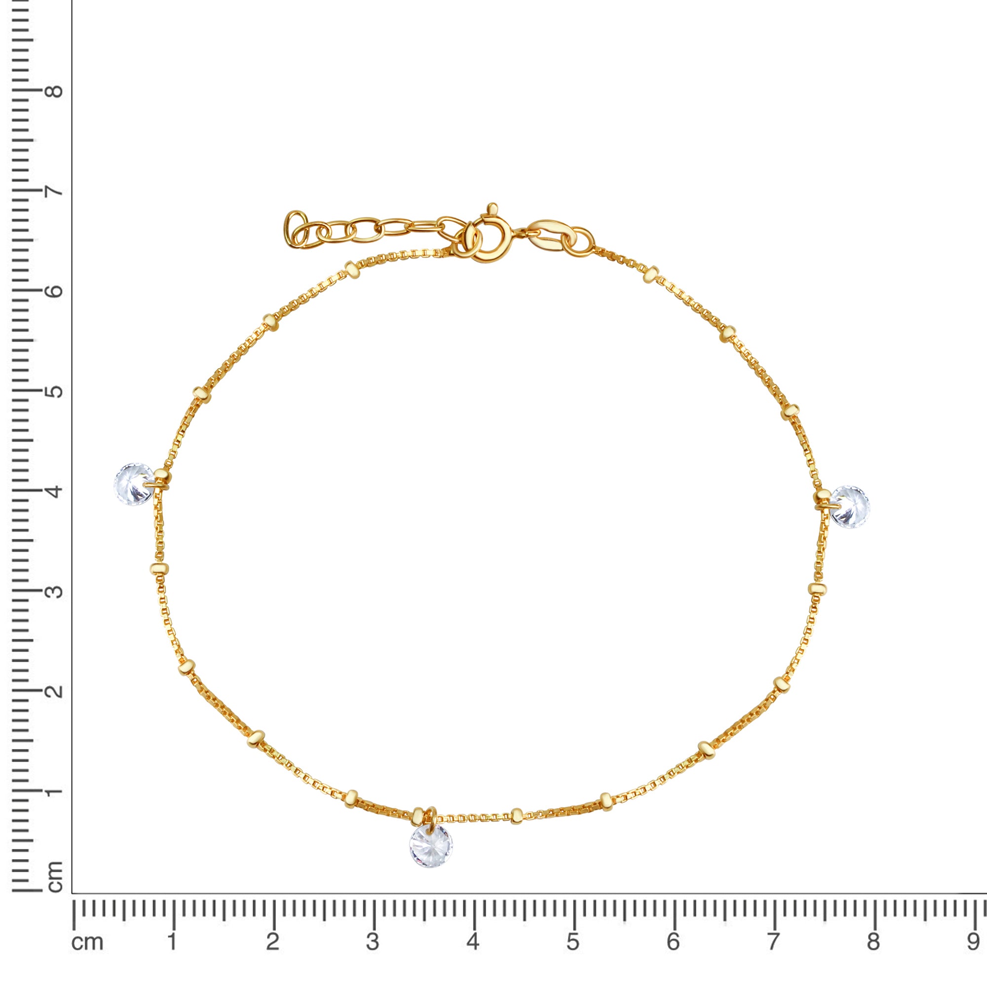 Fusskette 925/- Sterling Silber vergoldet Zirkonia