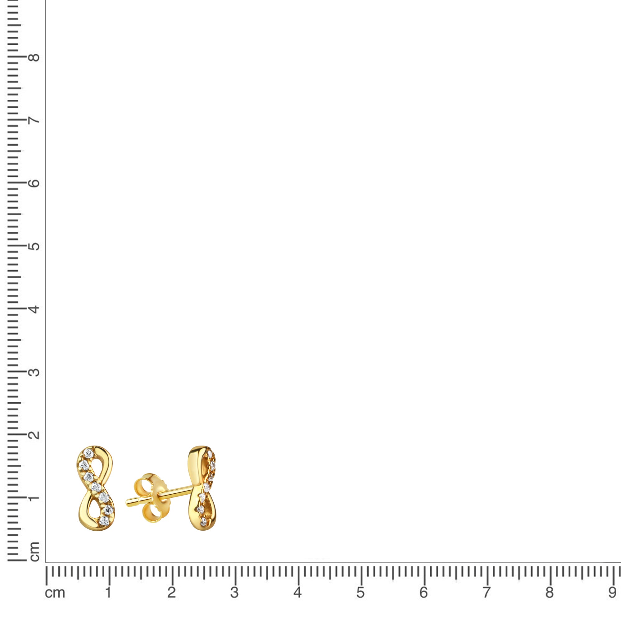 Ohrstecker 925/- Sterling Silber vergoldet Infinity Zirkonia