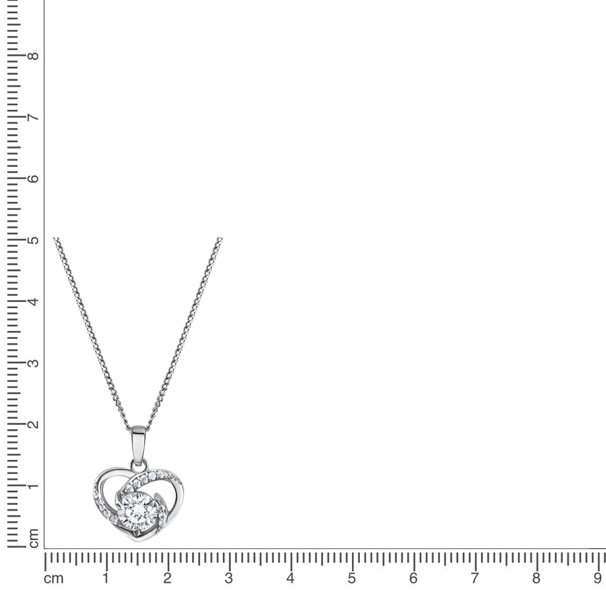 Anhänger mit Kette 925 Sterling Silber rhodiniert Herz Zirkonia