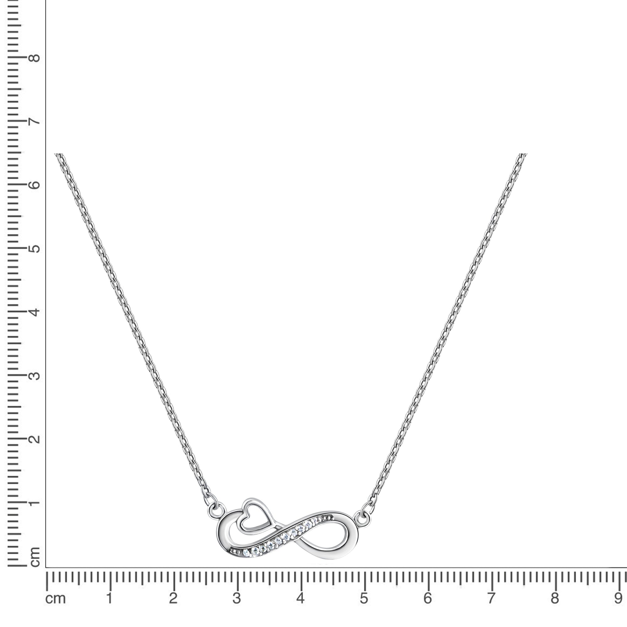 Anhänger mit Kette 925/- Sterling Silber rhodiniert Infinity Zirkonia
