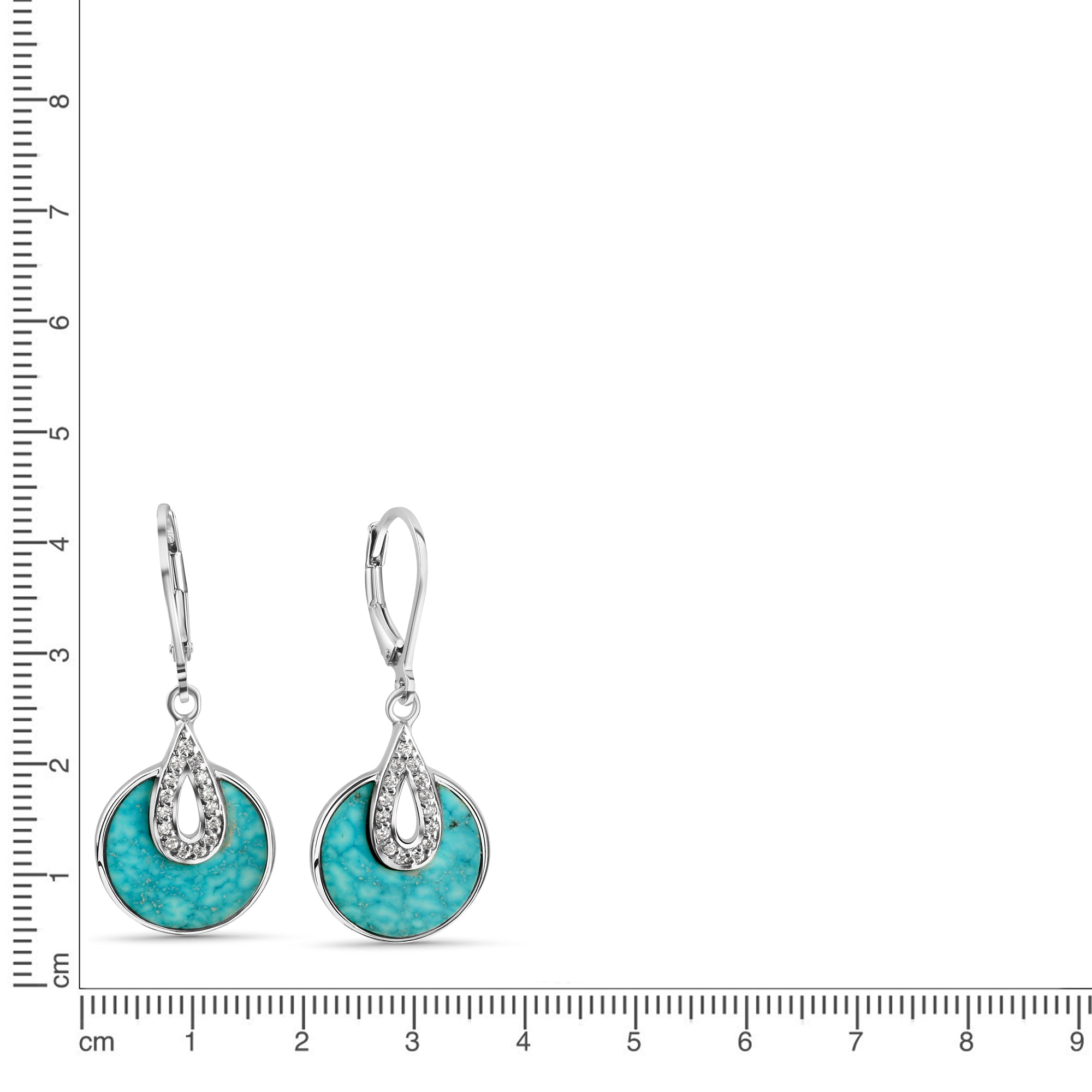 Ohrhänger 925/- Sterling Silber rhodiniert Türkis
