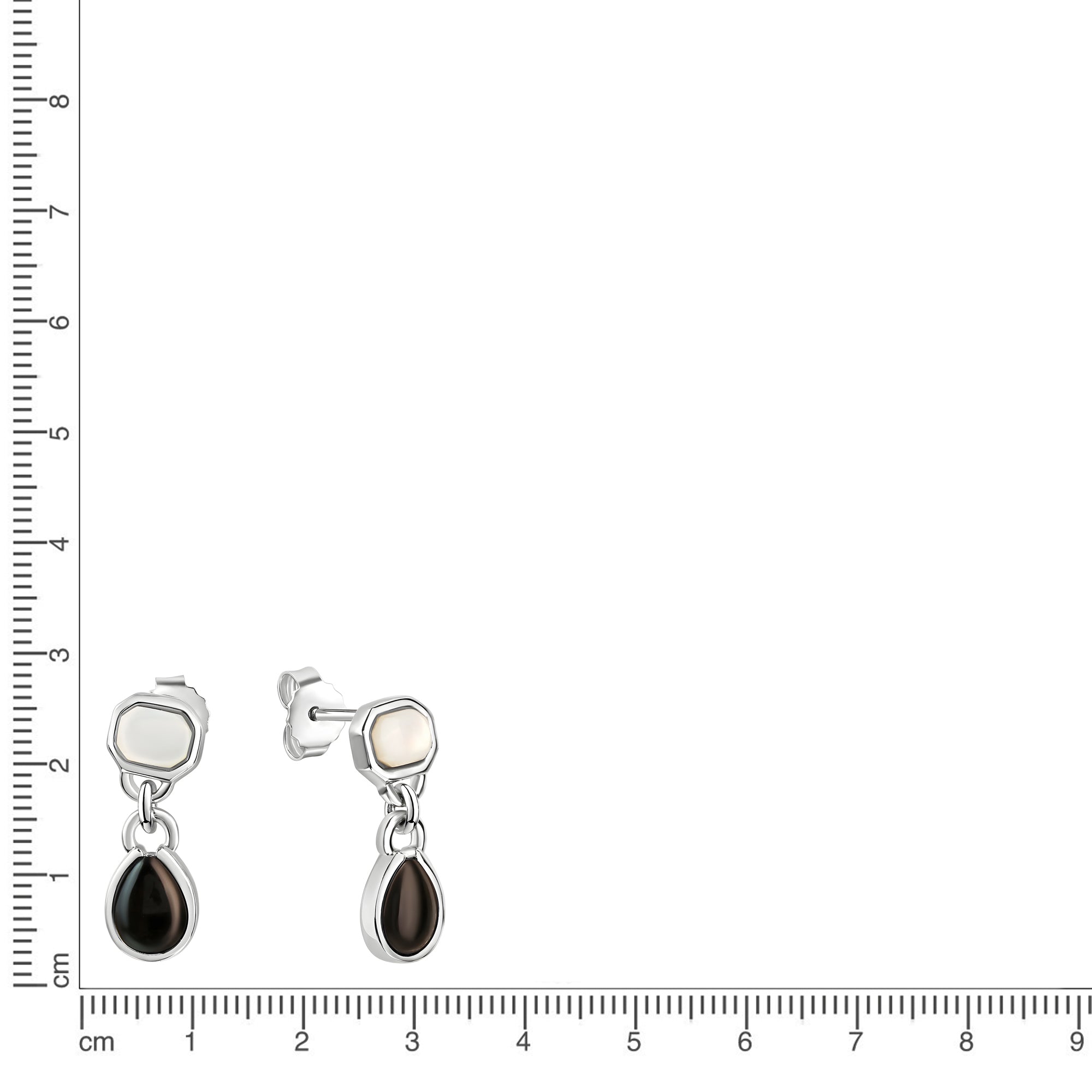 Ohrstecker 925/- Sterling Silber rhodiniert Perlmutt und Onyx