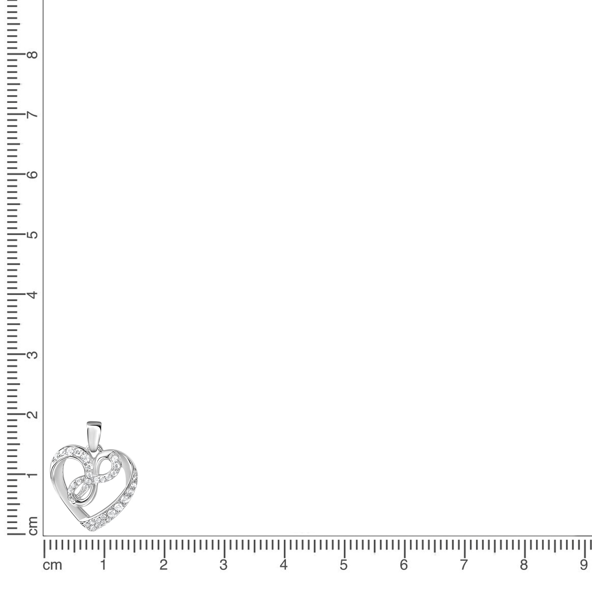 Anhänger 925 Sterling Silber rhodiniert Herz Zirkonia