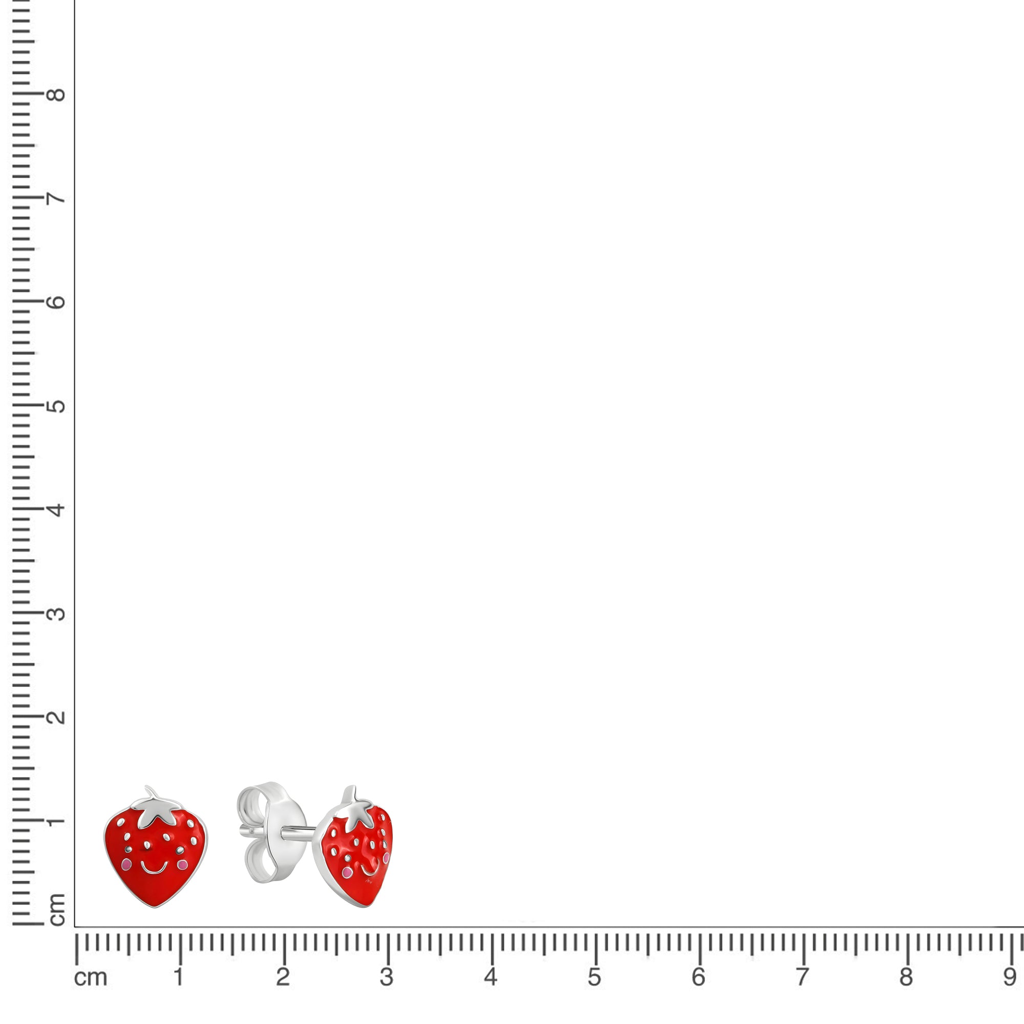 Ohrstecker 925/- Sterling Silber rhodiniert Erdbeeren Lack