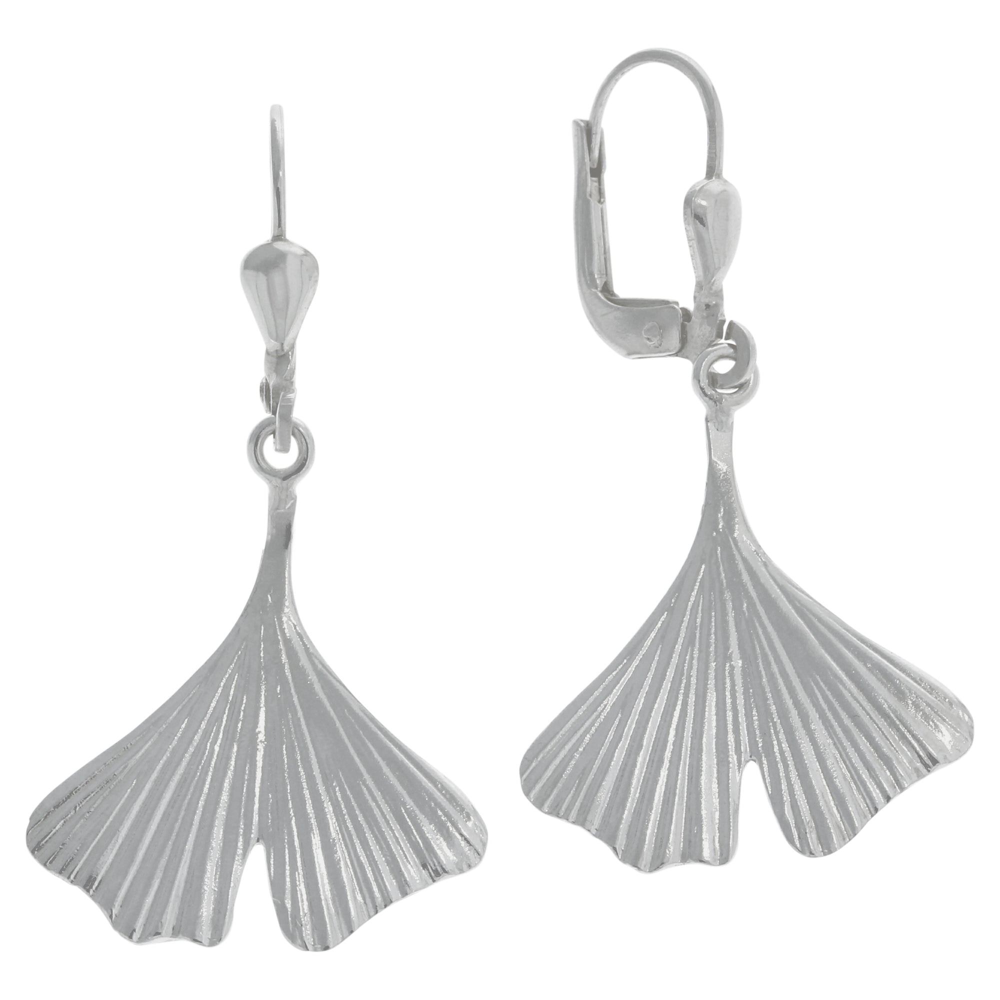 Ohrhänger 925/- Sterling Silber rhodiniert Gingko